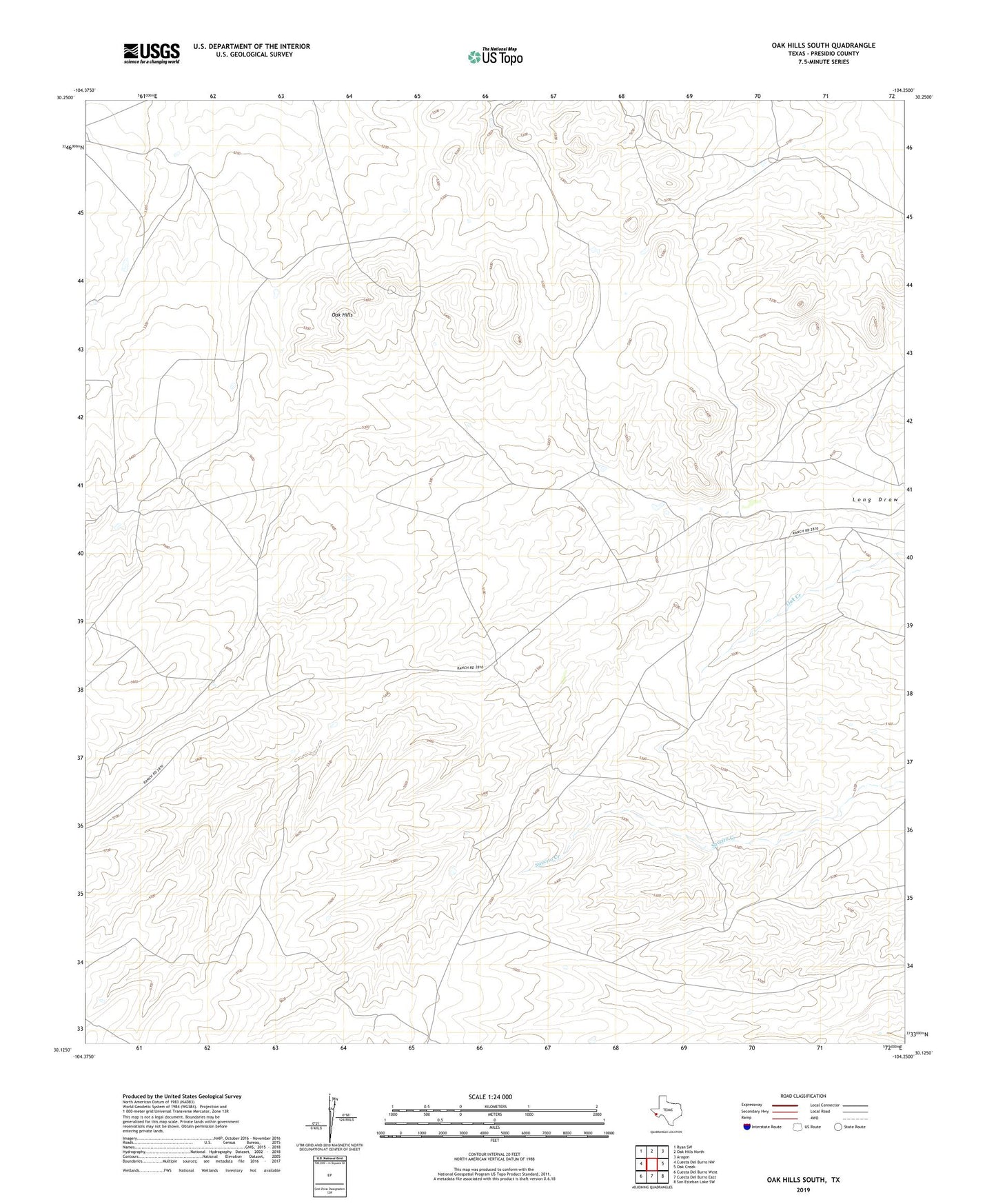 Oak Hills South Texas US Topo Map Image
