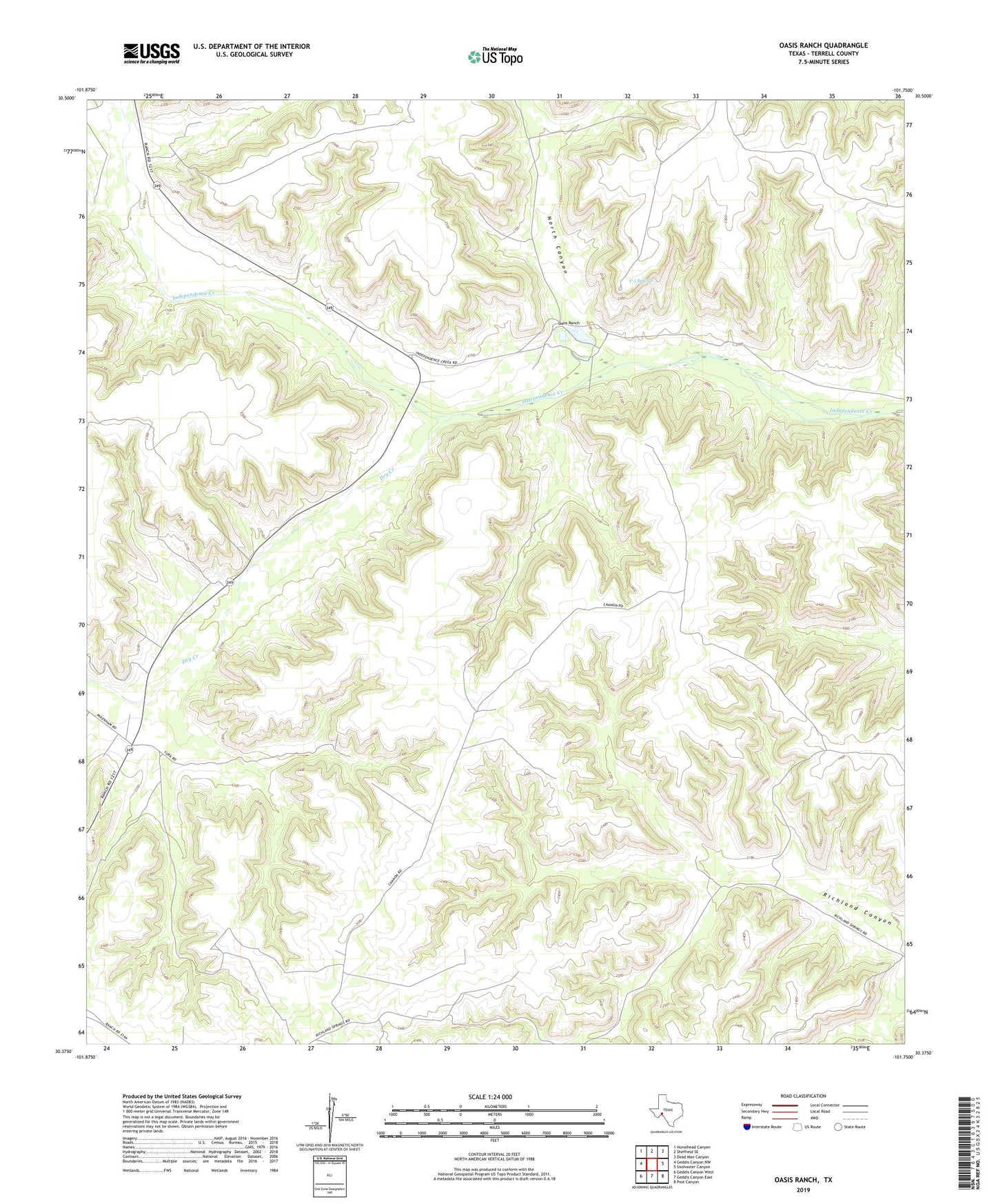 Oasis Ranch Texas US Topo Map Image