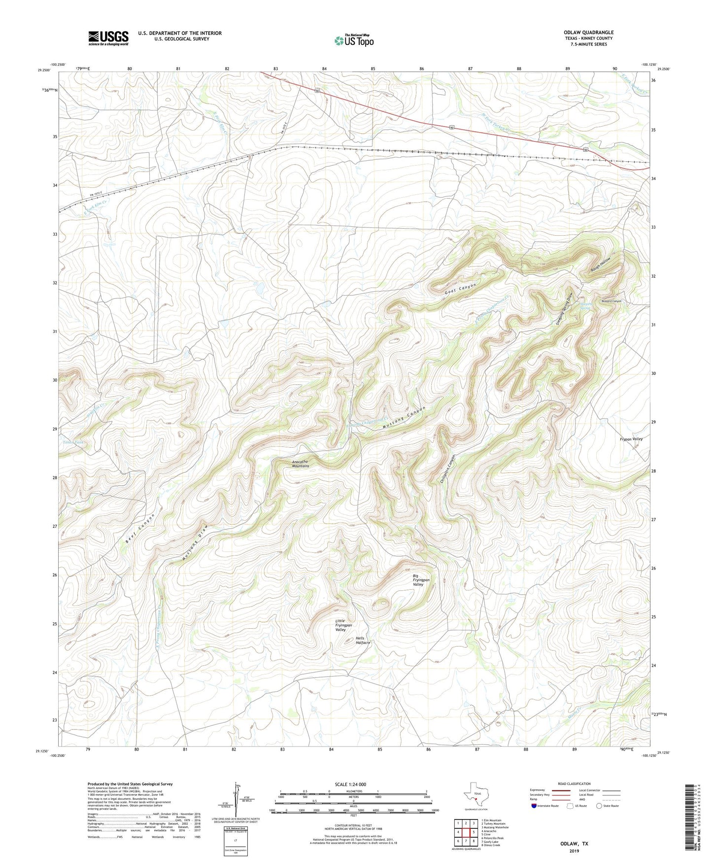 Odlaw Texas US Topo Map Image