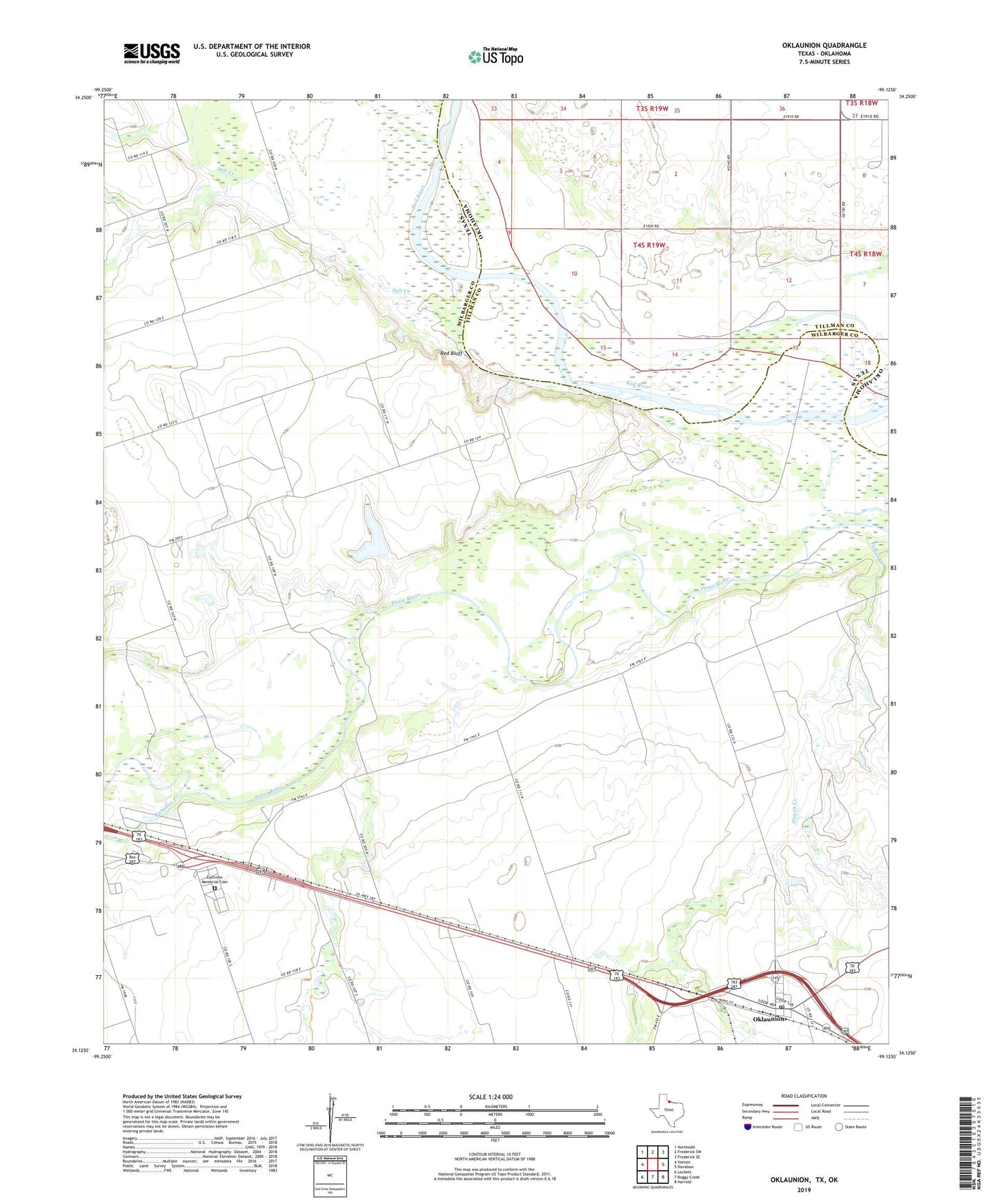 Oklaunion Texas US Topo Map Image