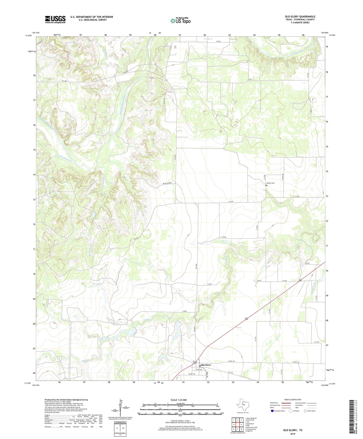 Old Glory Texas US Topo Map Image