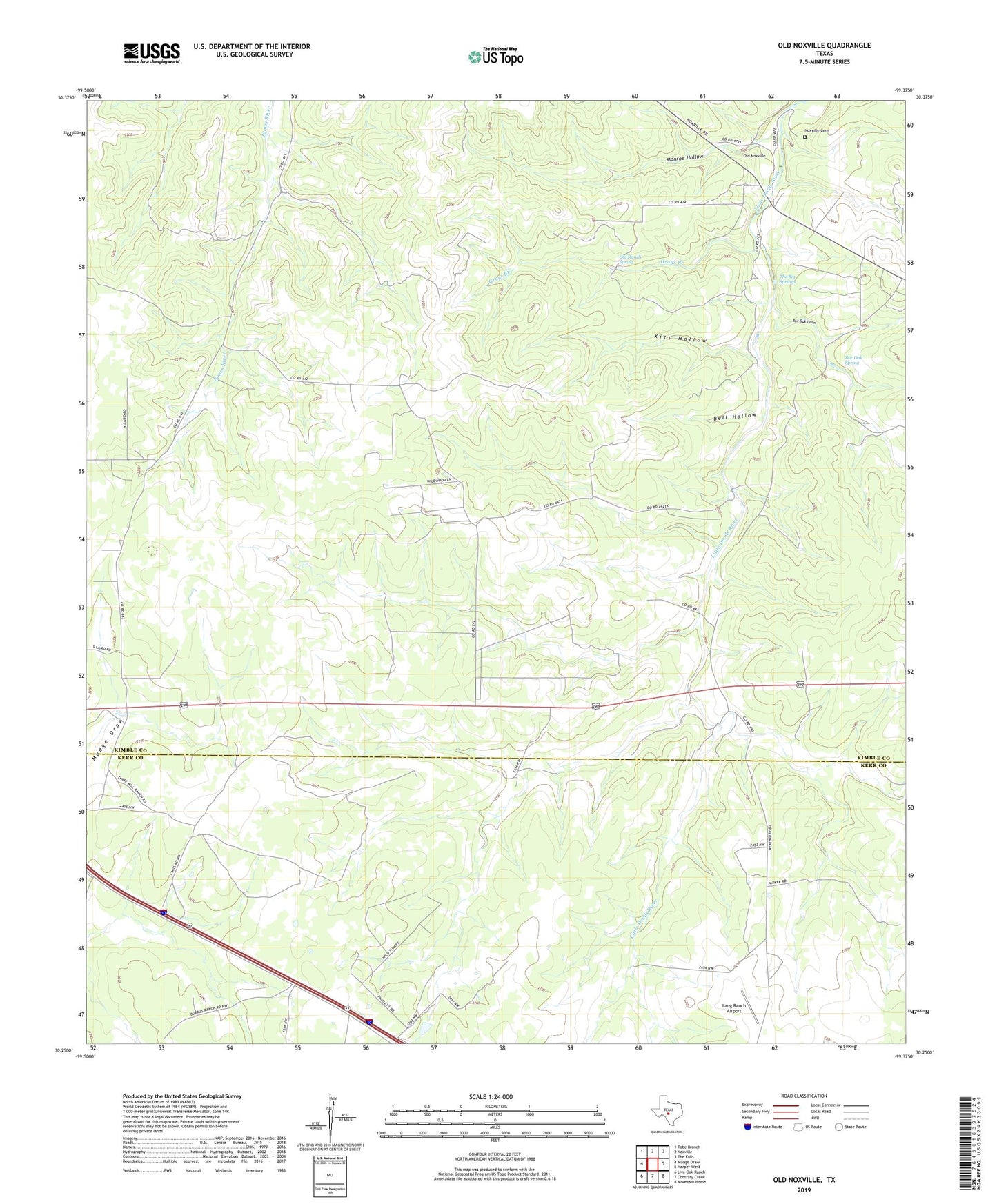 Old Noxville Texas US Topo Map Image