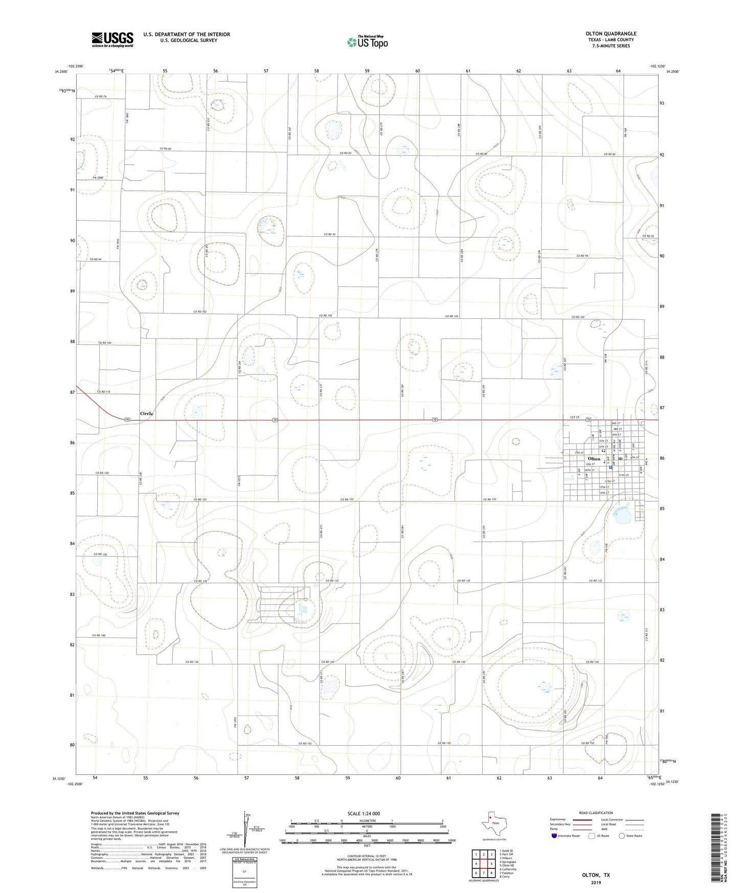 Olton Texas US Topo Map Image