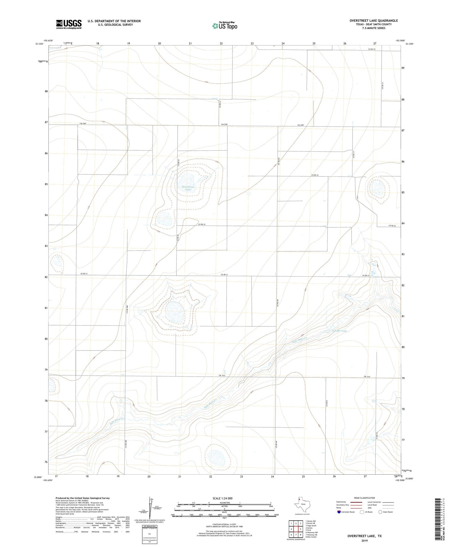 Overstreet Lake Texas US Topo Map Image