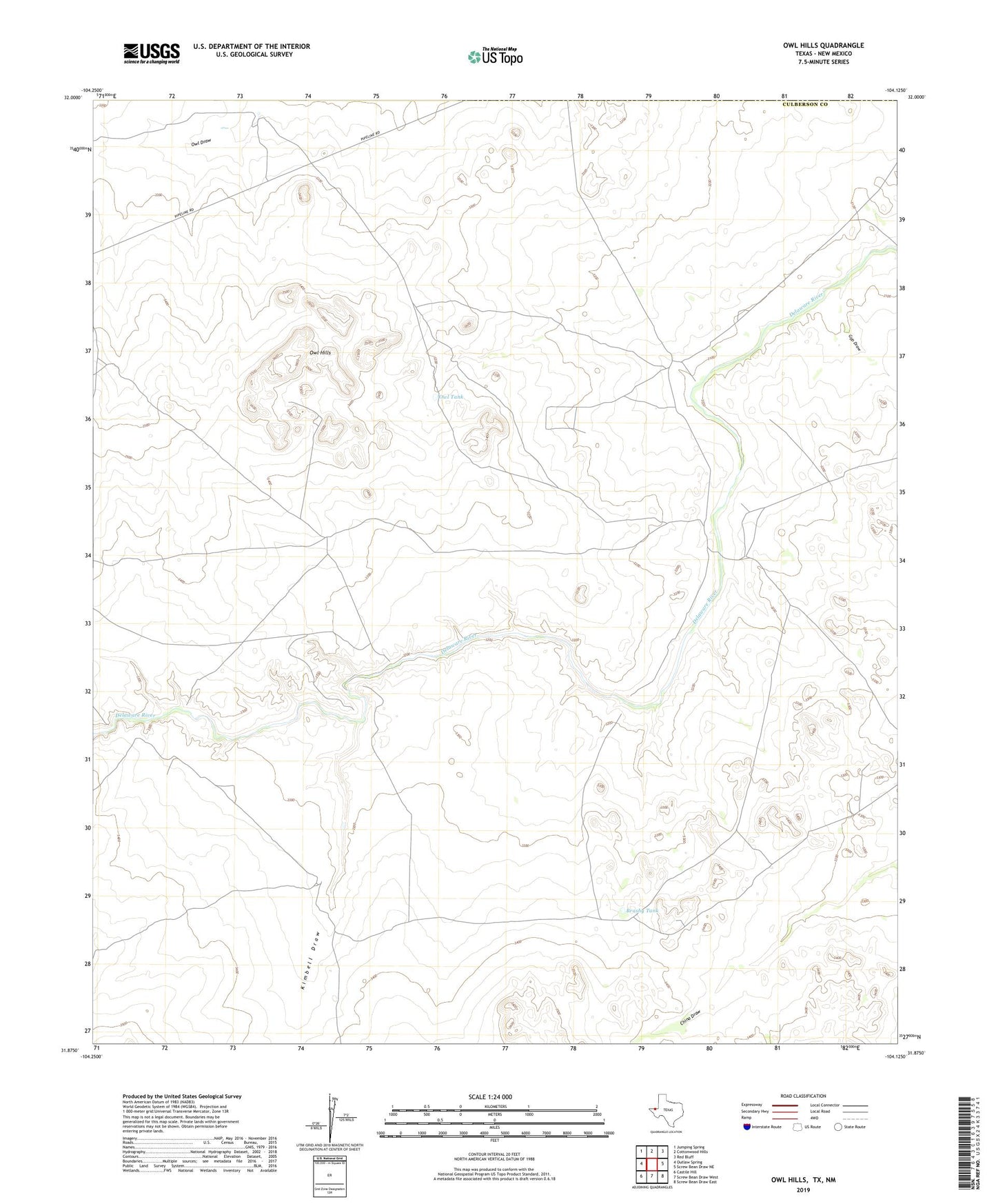 Owl Hills Texas US Topo Map Image
