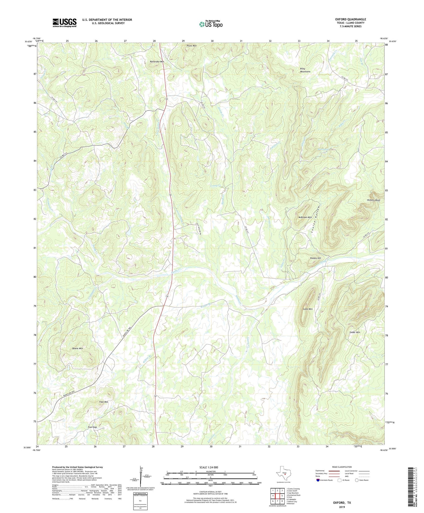 Oxford Texas US Topo Map Image