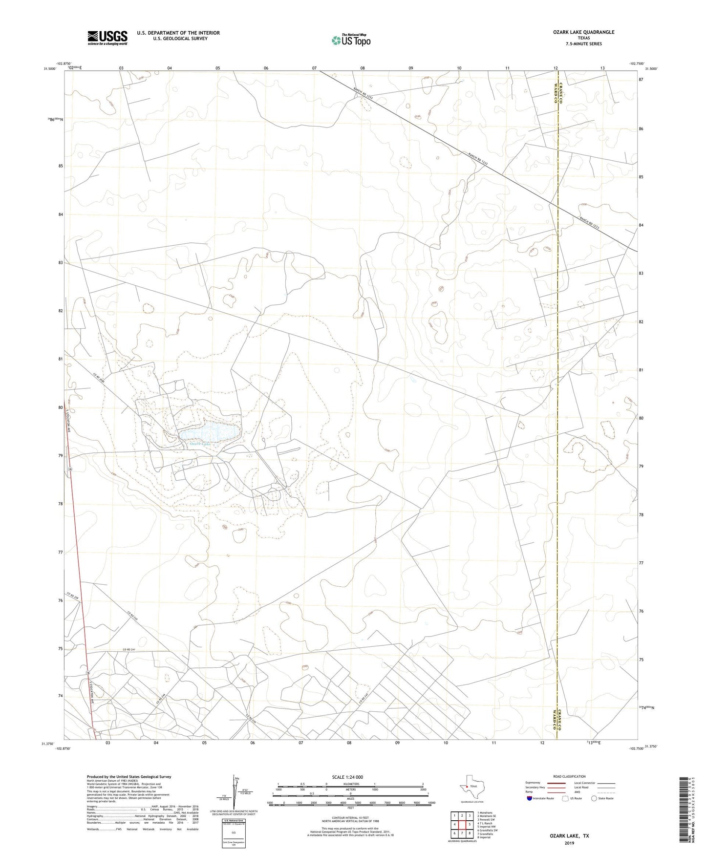 Ozark Lake Texas US Topo Map Image