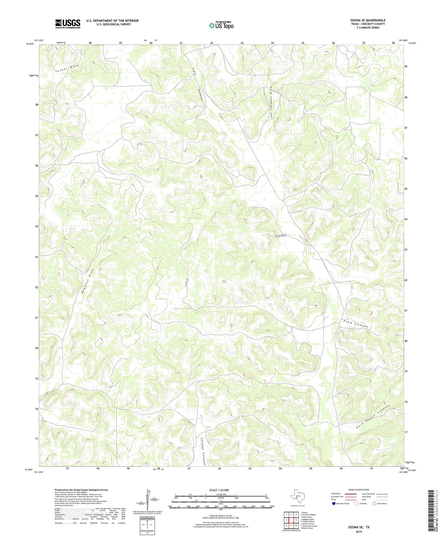 Ozona SE Texas US Topo Map Image
