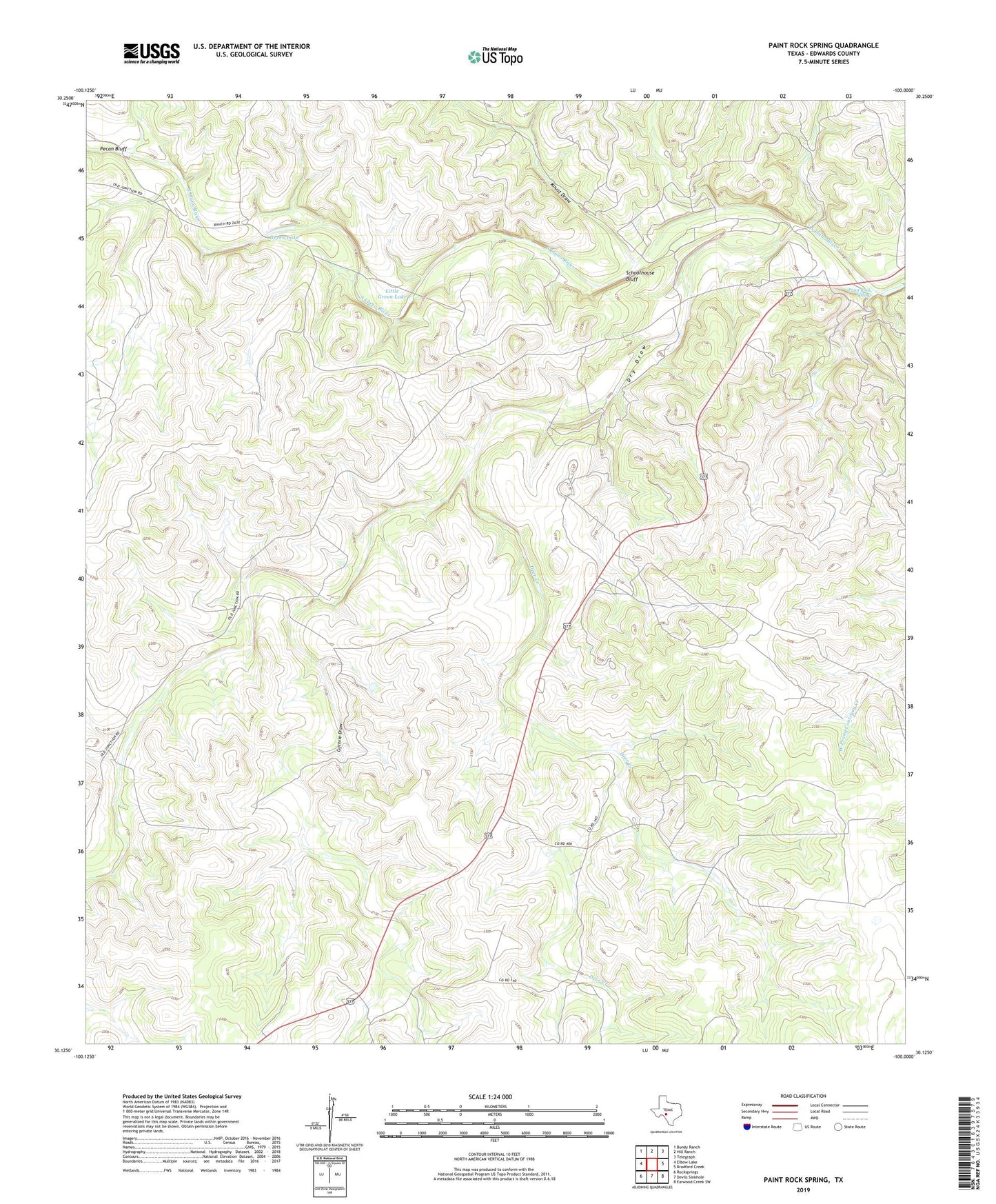 Paint Rock Spring Texas US Topo Map Image
