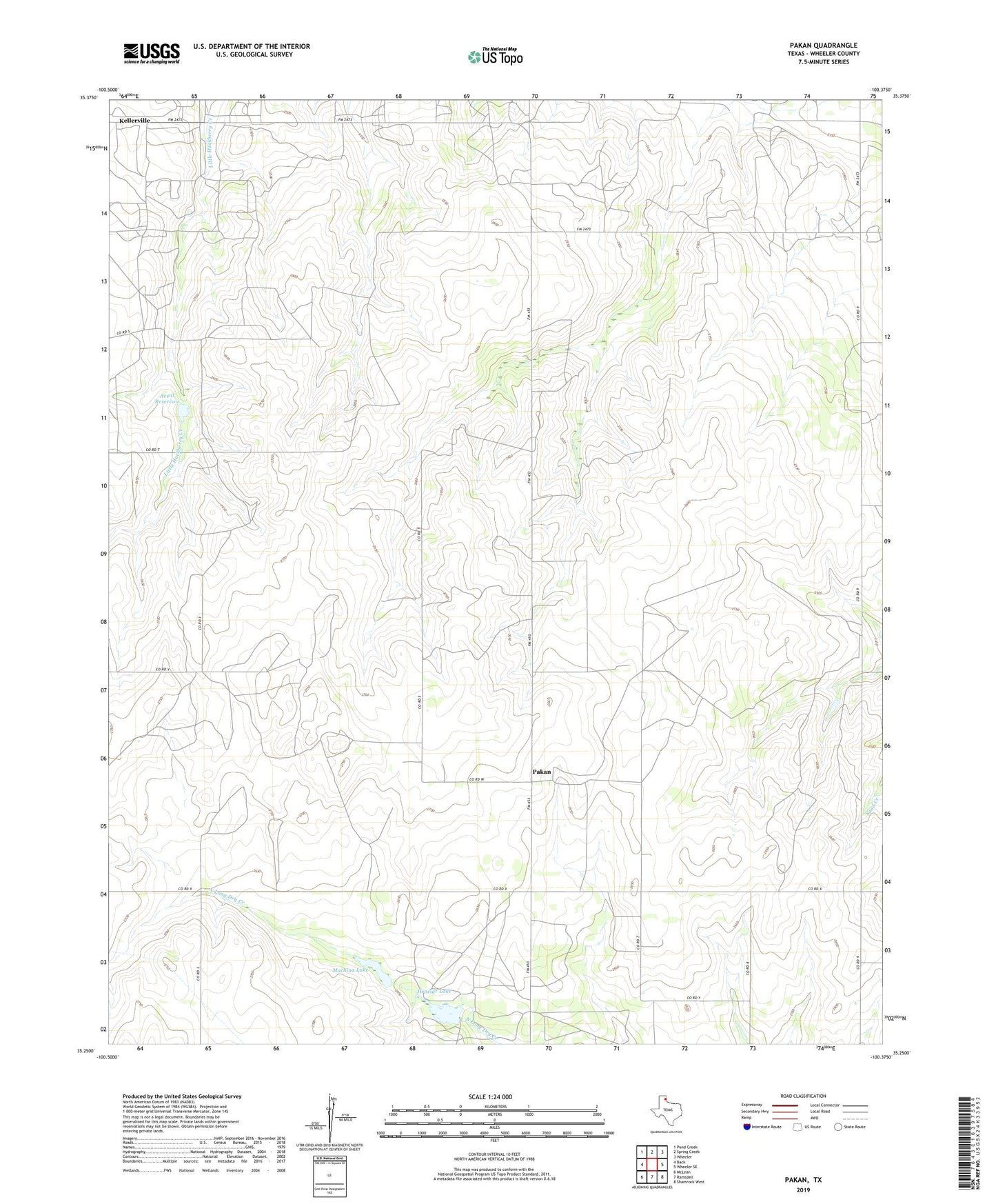 Pakan Texas US Topo Map Image