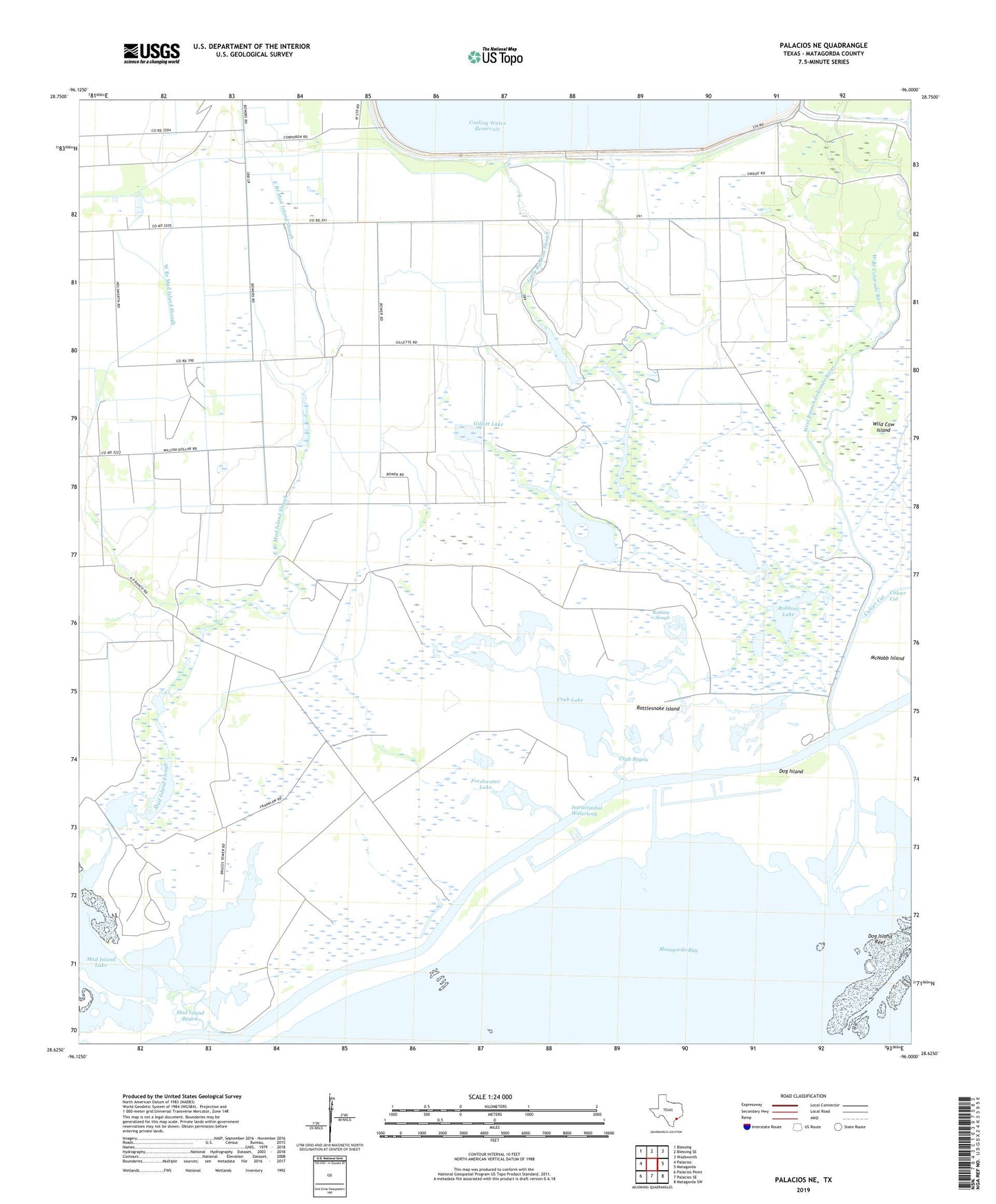 Palacios NE Texas US Topo Map Image