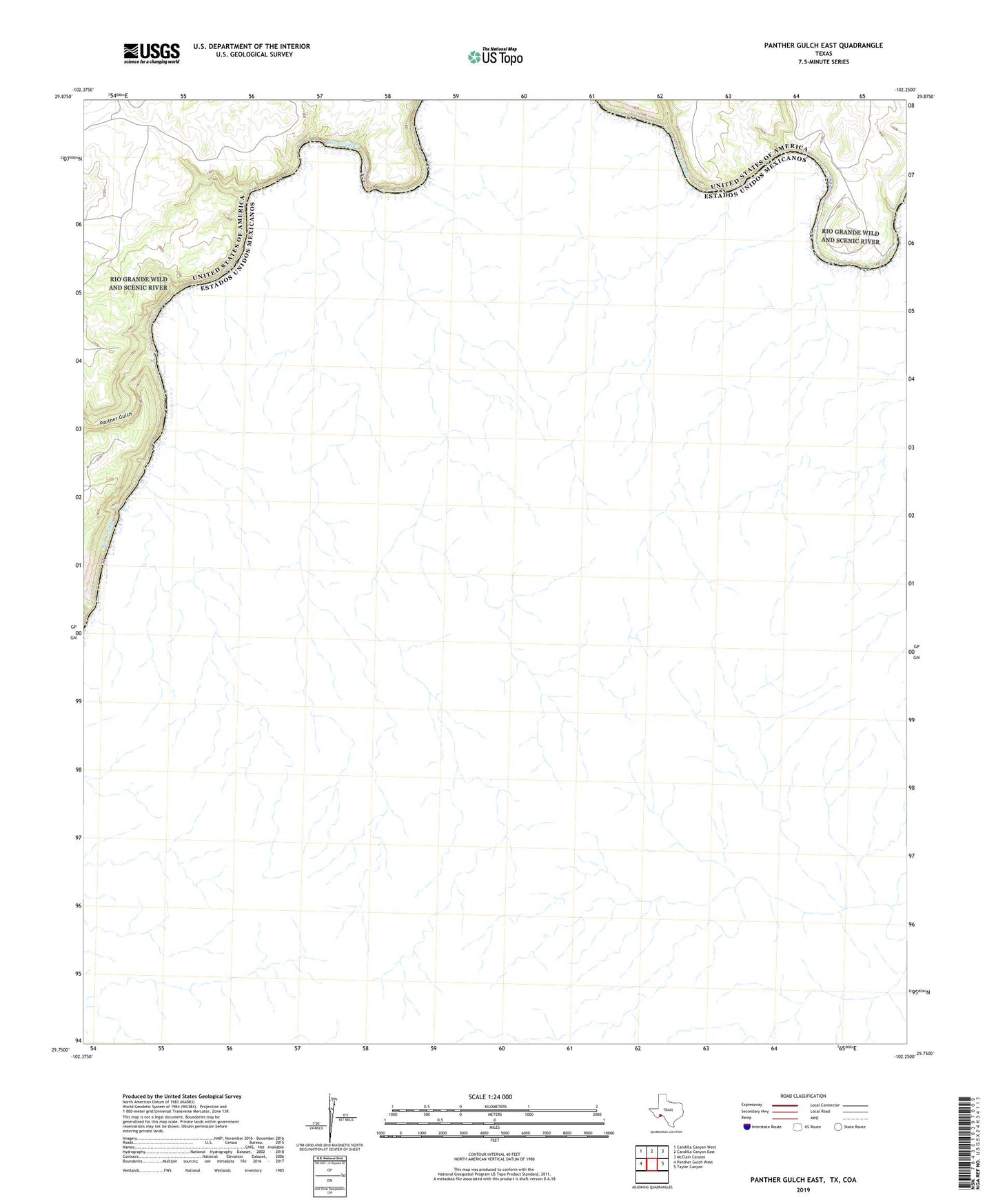 Panther Gulch East Texas US Topo Map Image
