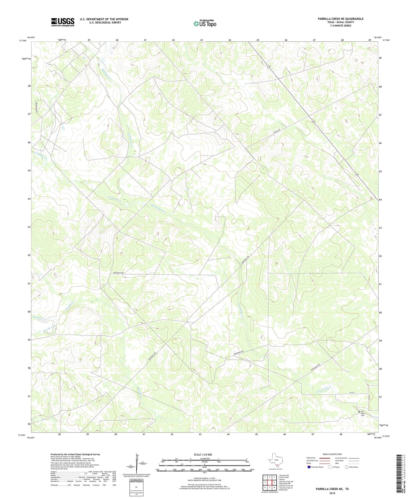 Parrilla Creek NE Texas US Topo Map Image
