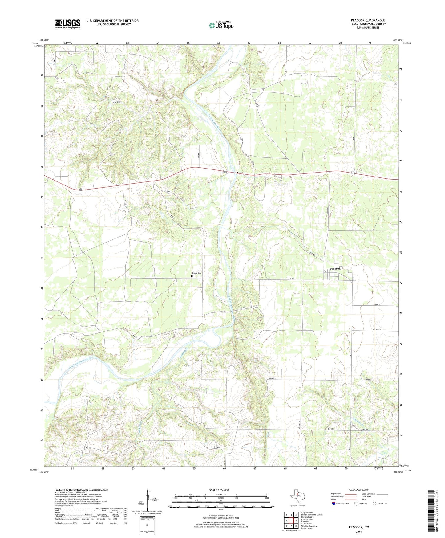 Peacock Texas US Topo Map Image