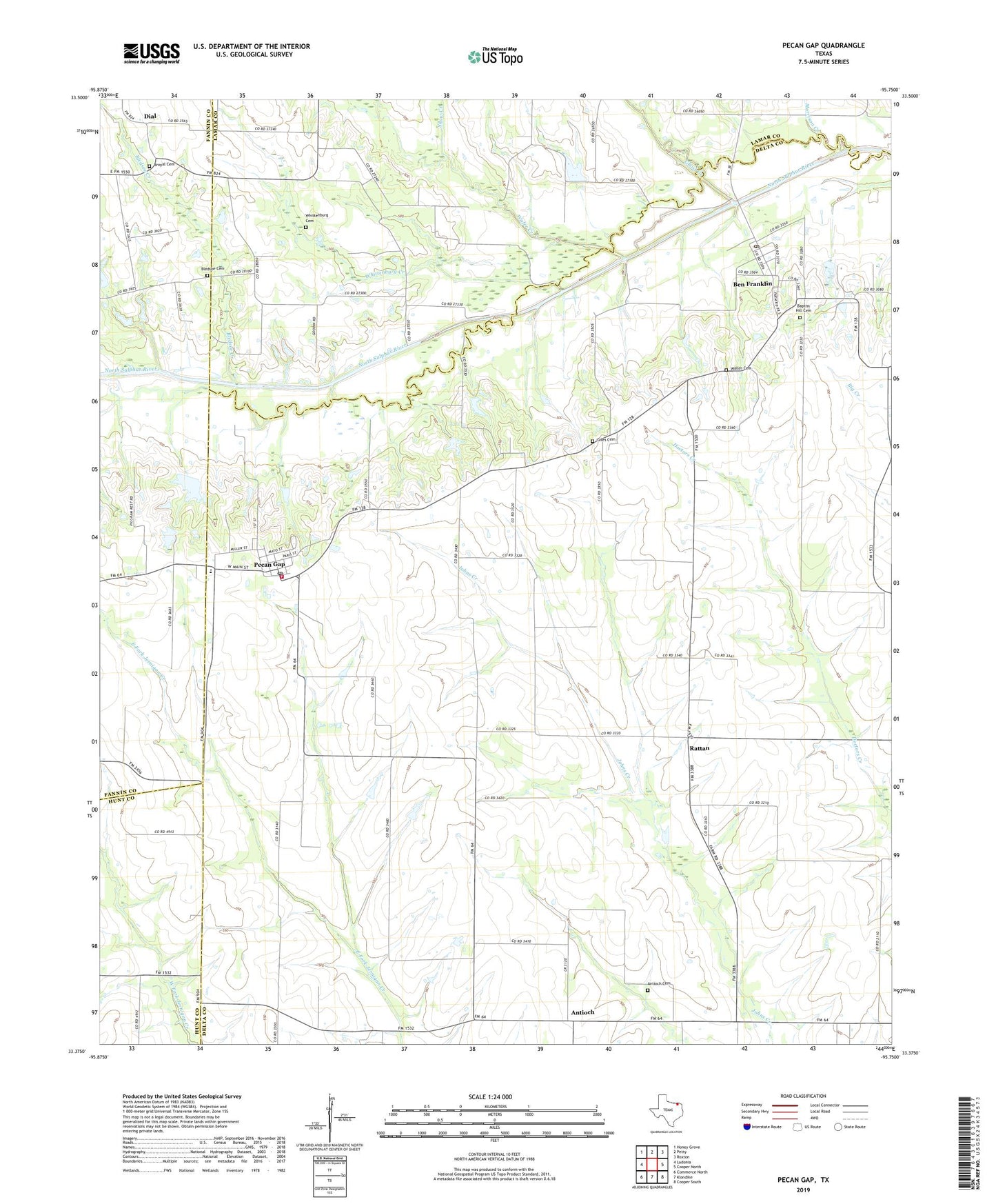 Pecan Gap Texas US Topo Map Image