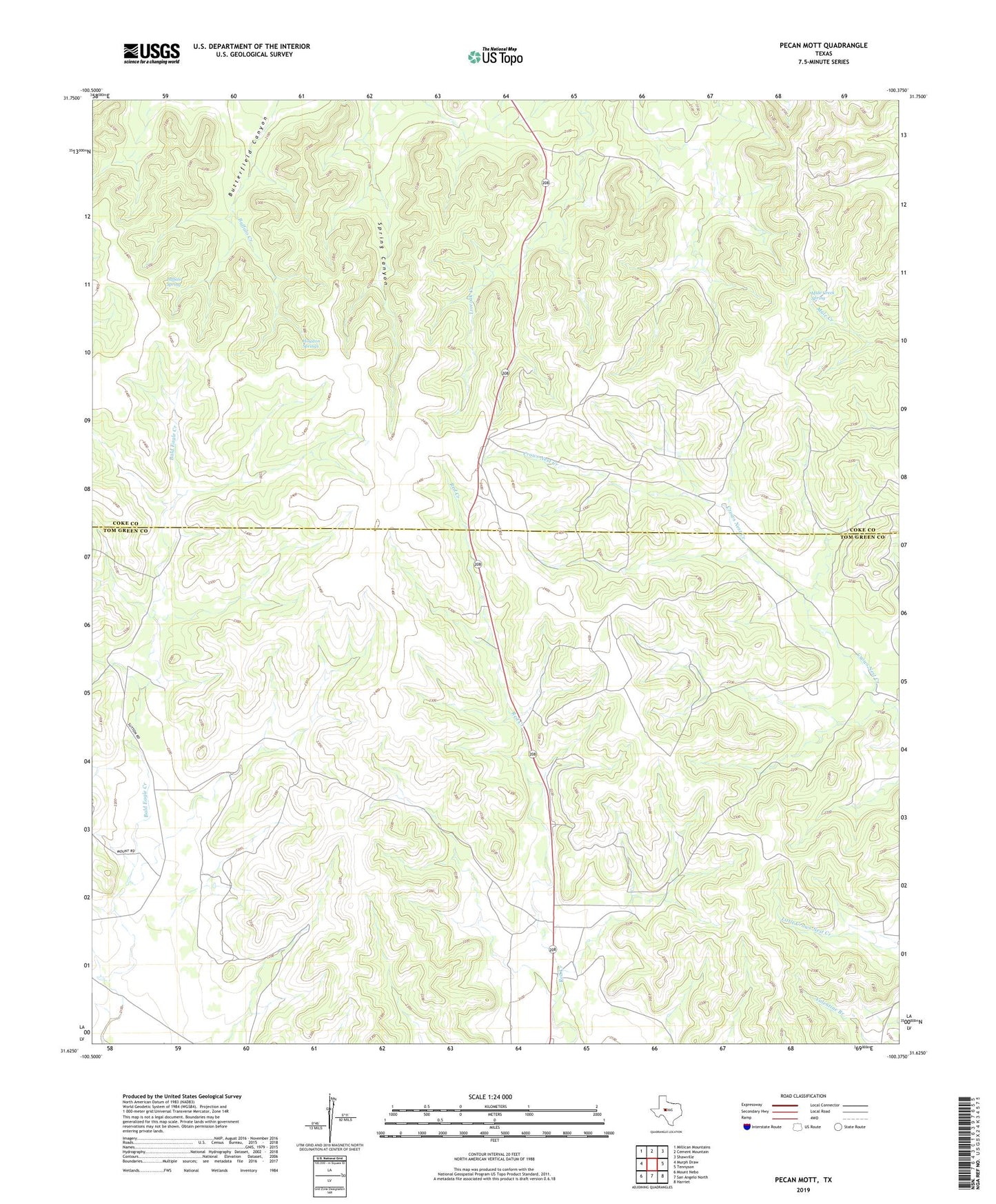 Pecan Mott Texas US Topo Map Image