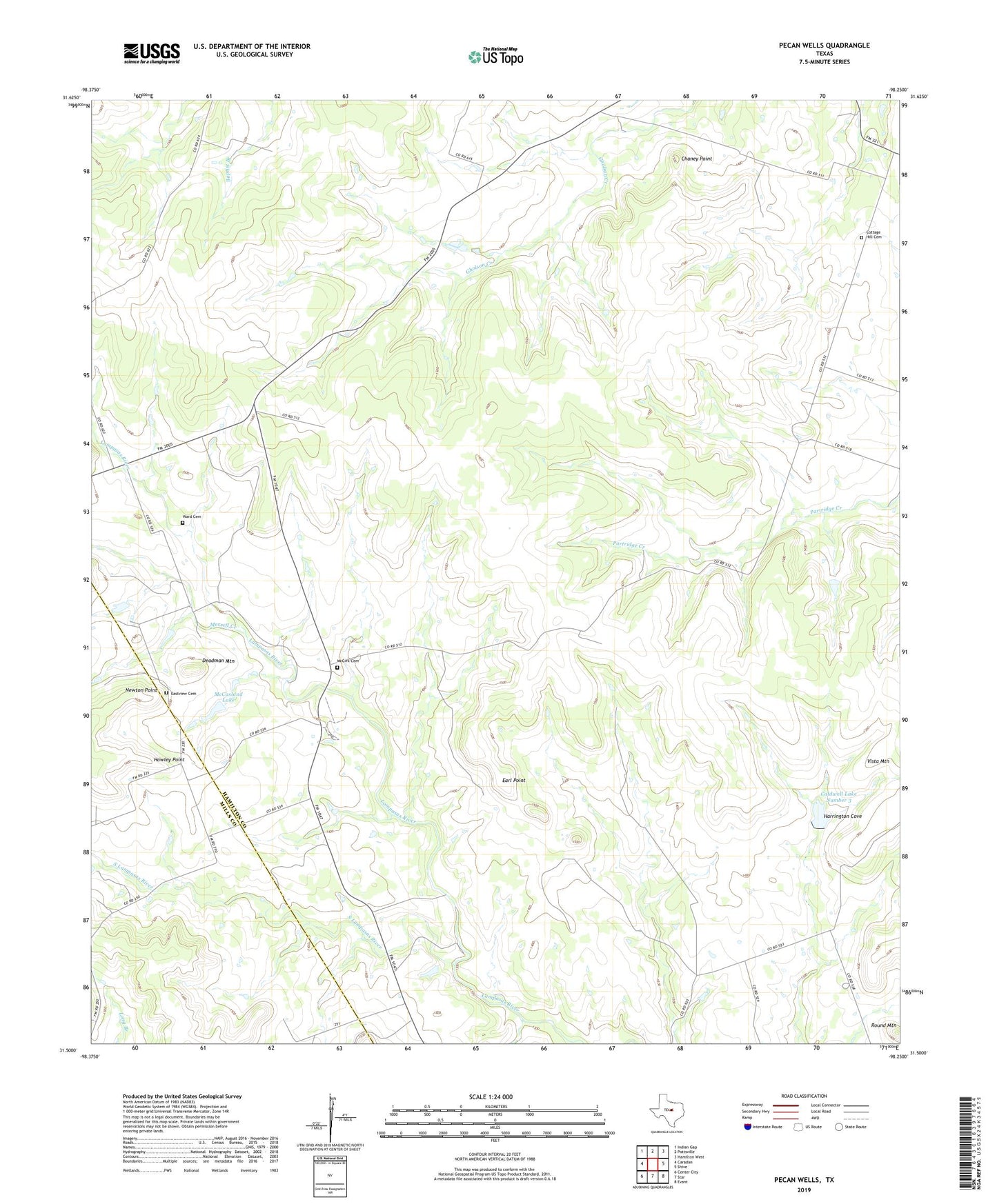 Pecan Wells Texas US Topo Map Image