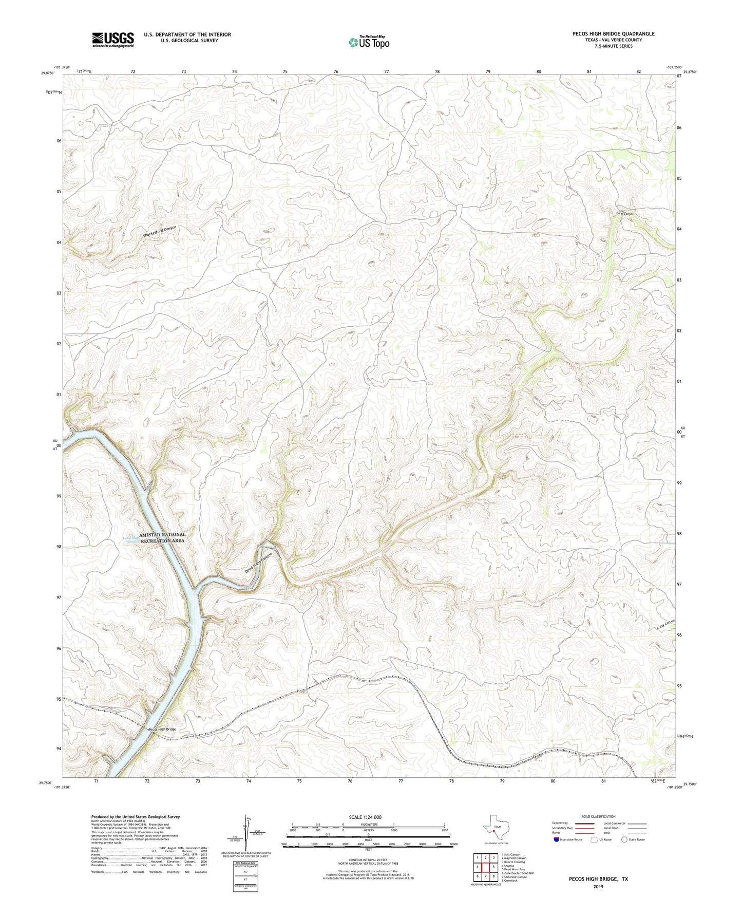 Pecos High Bridge Texas US Topo Map Image