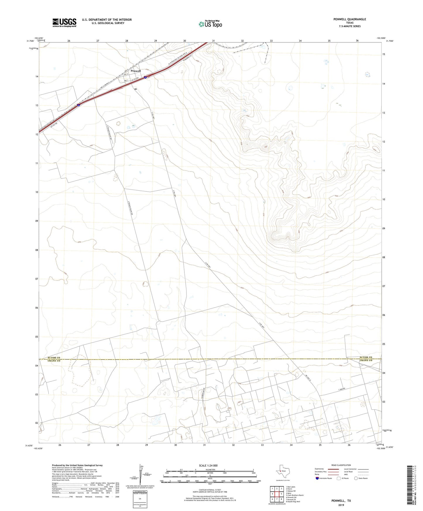 Penwell Texas US Topo Map Image