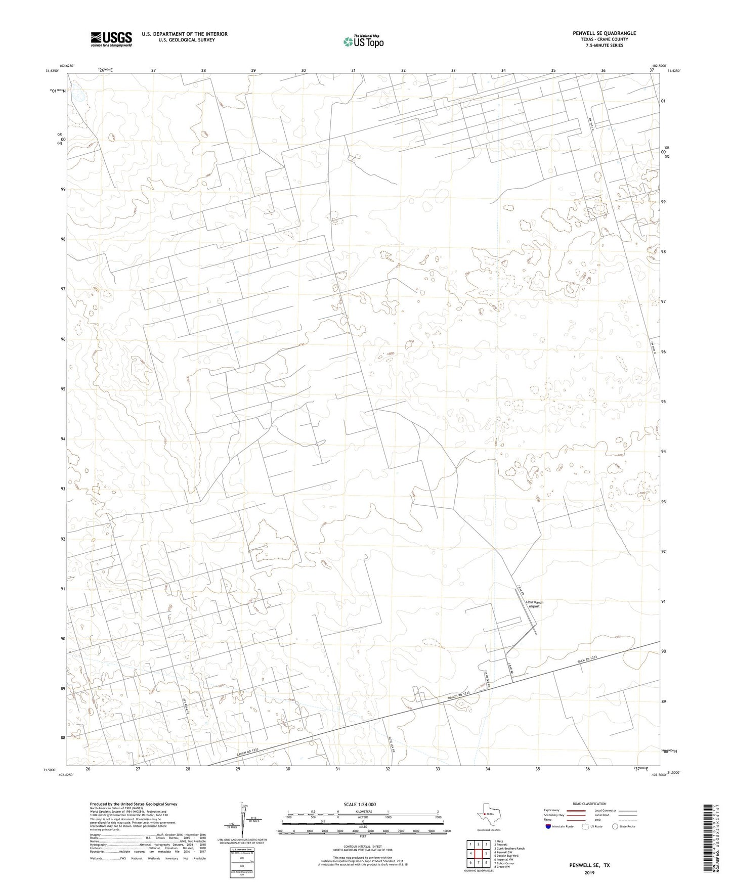 Penwell SE Texas US Topo Map Image