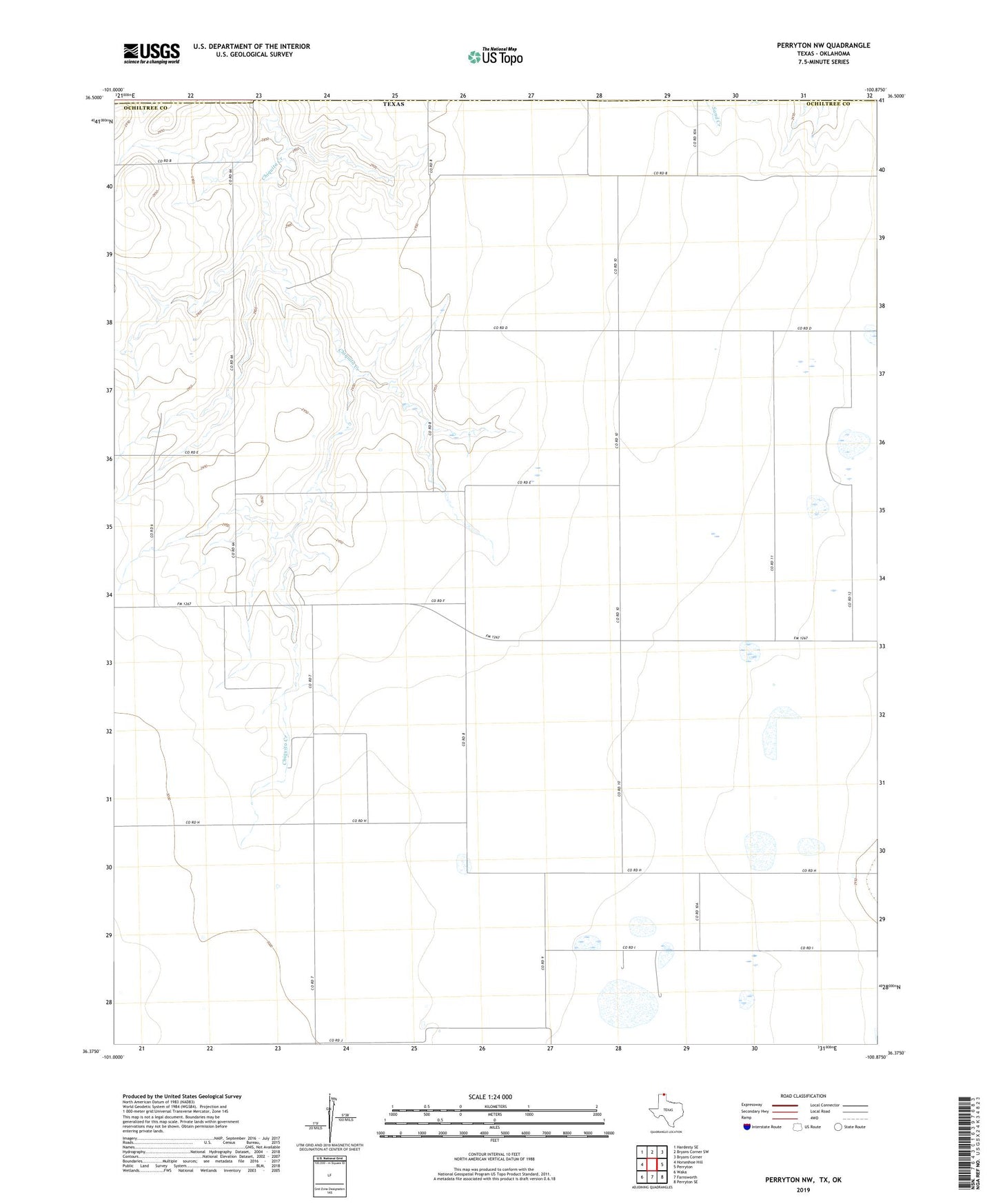 Perryton NW Texas US Topo Map Image
