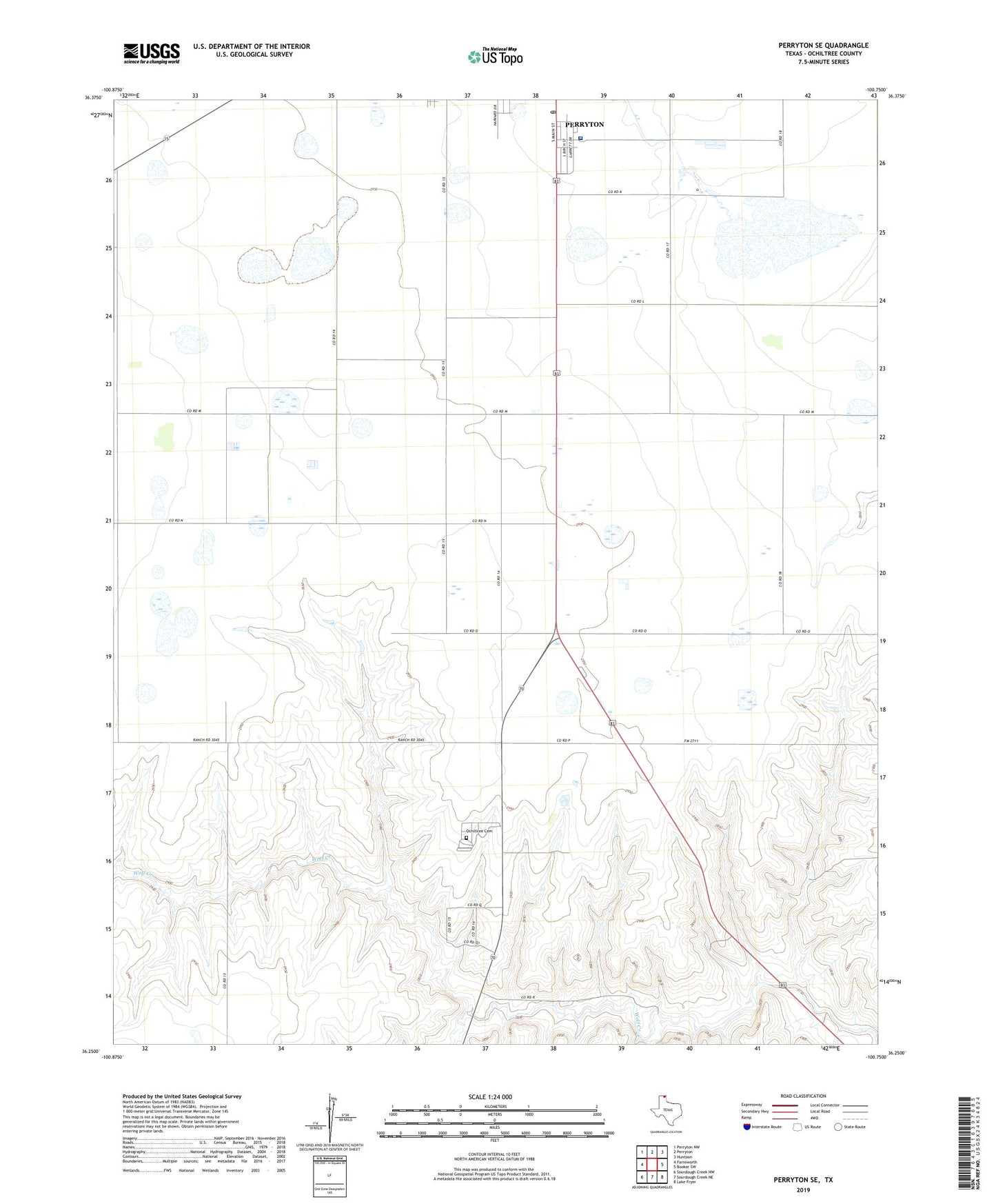 Perryton SE Texas US Topo Map Image
