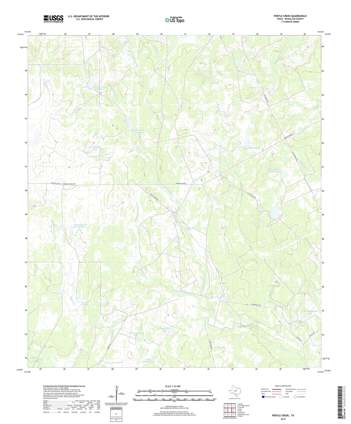 Pertle Creek Texas US Topo Map Image