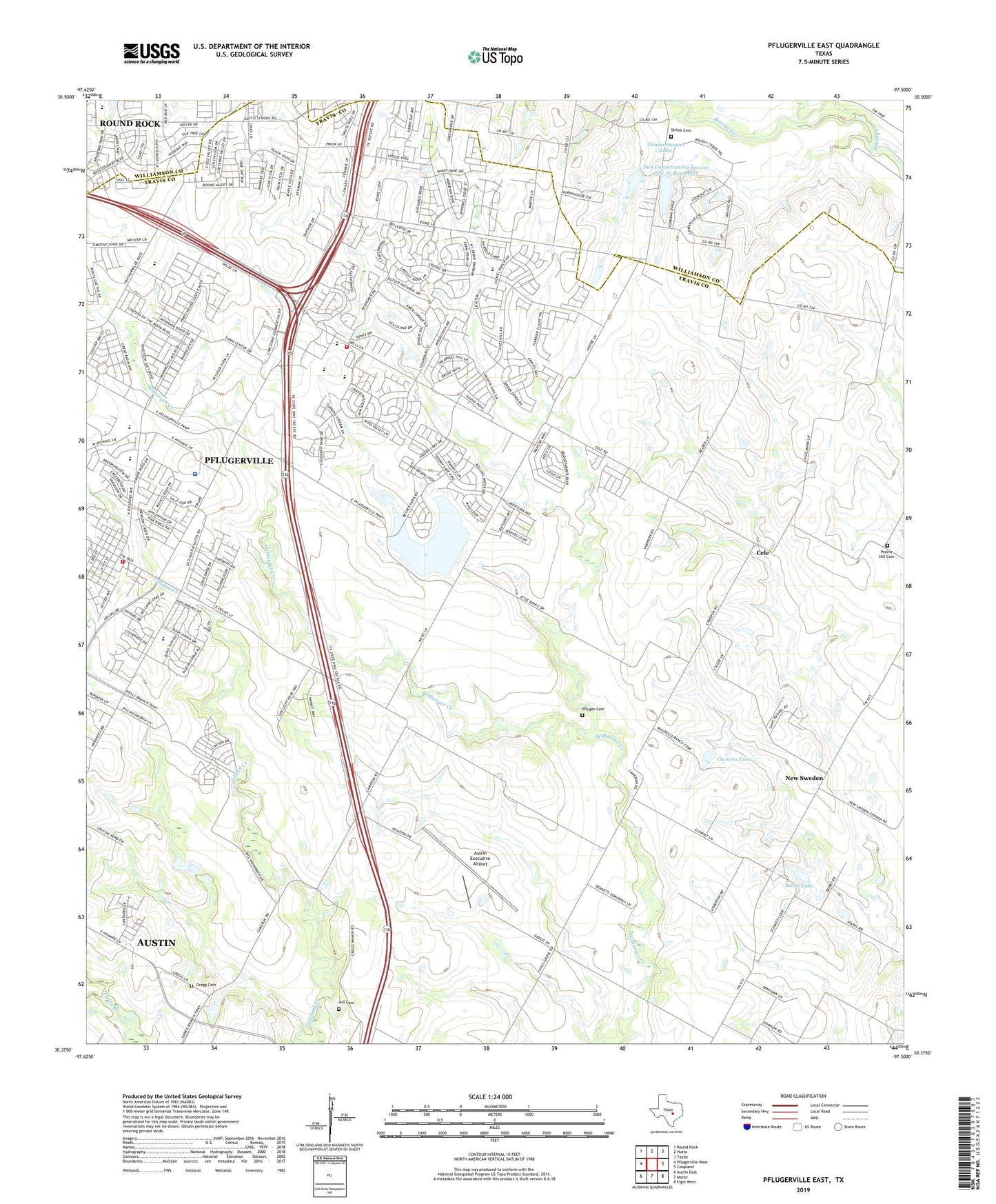 Pflugerville East Texas US Topo Map Image