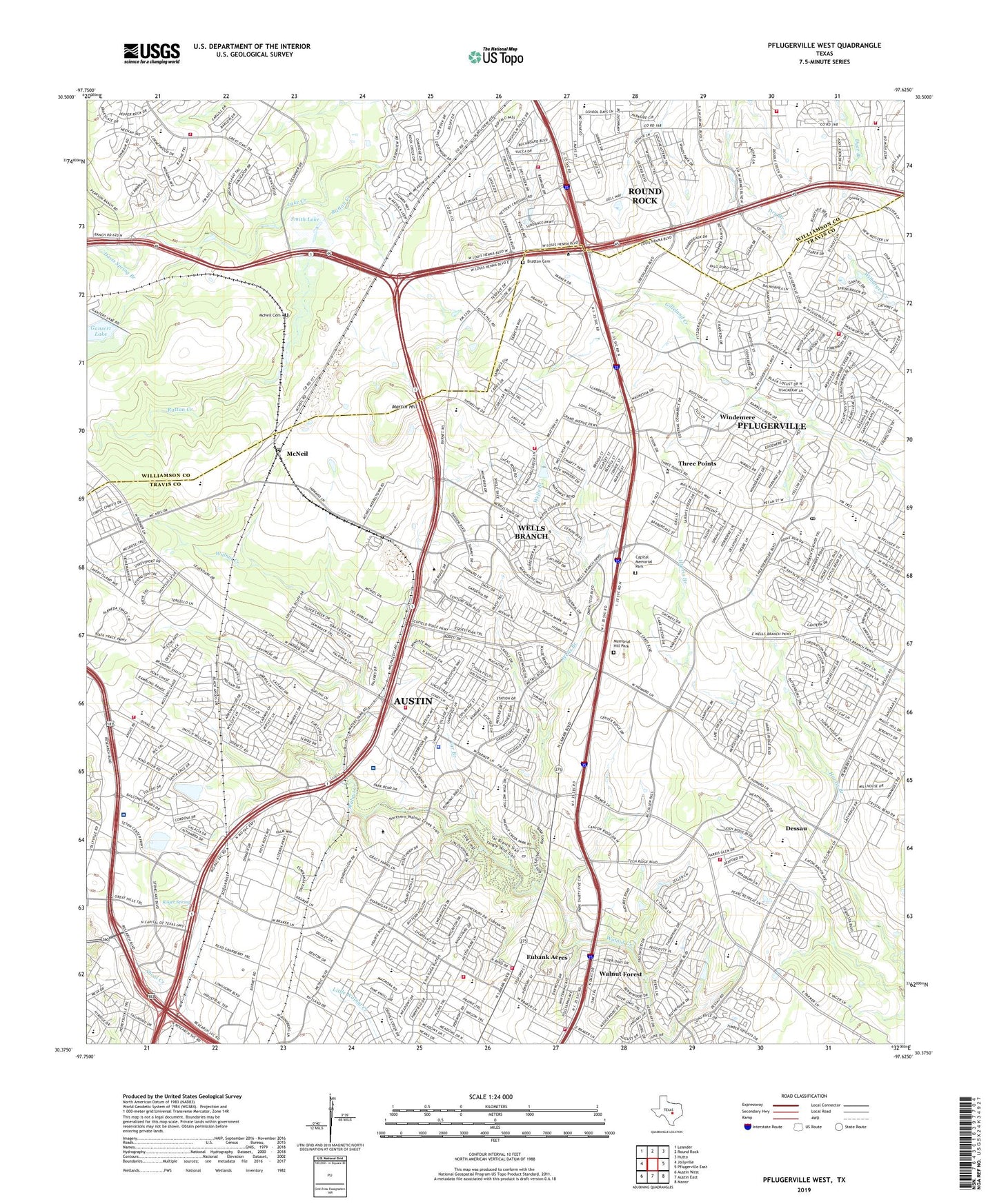 Pflugerville West Texas US Topo Map Image