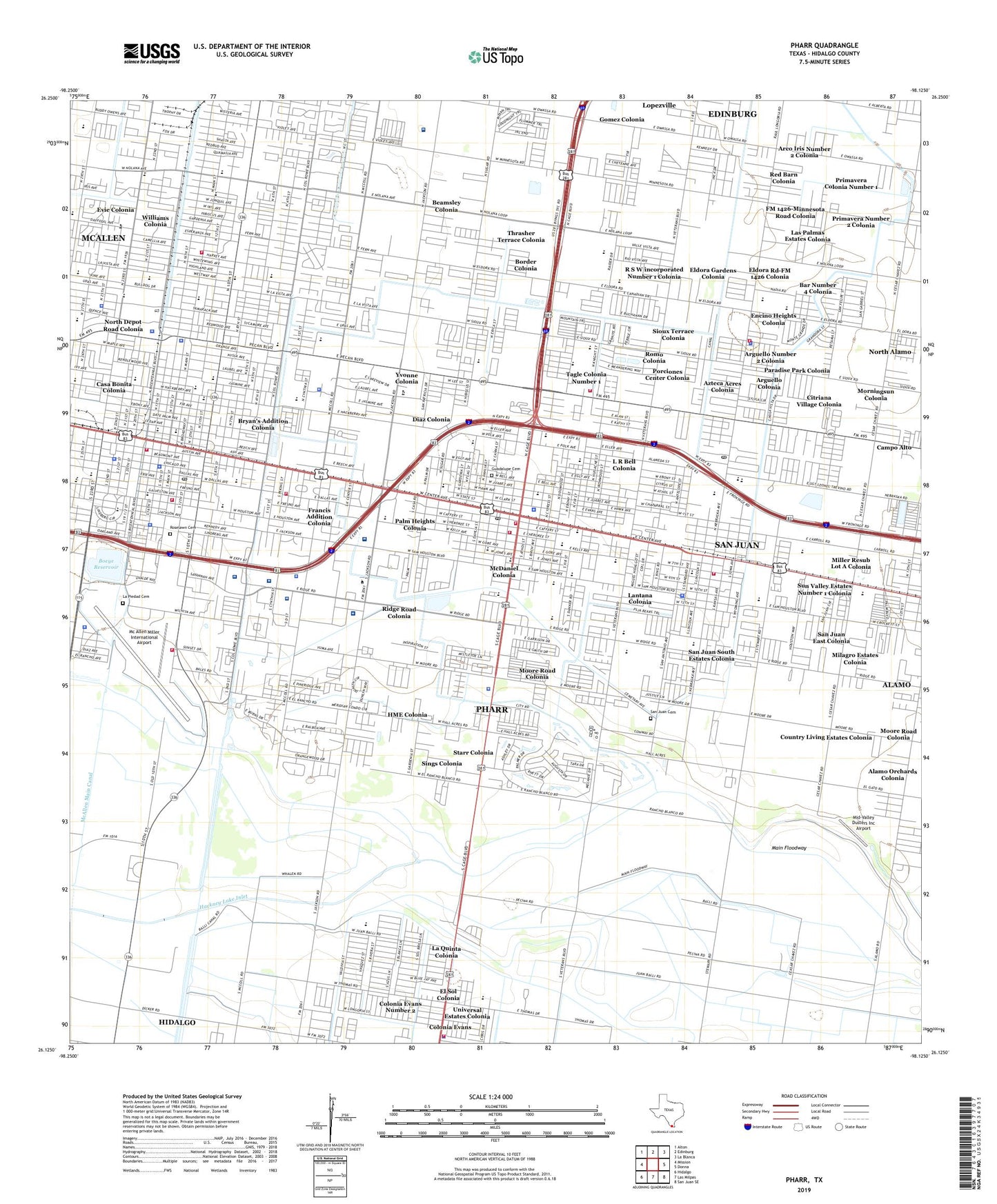 Pharr Texas US Topo Map Image