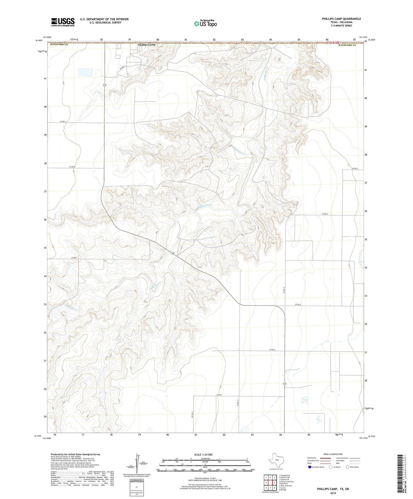 Phillips Camp Texas US Topo Map Image