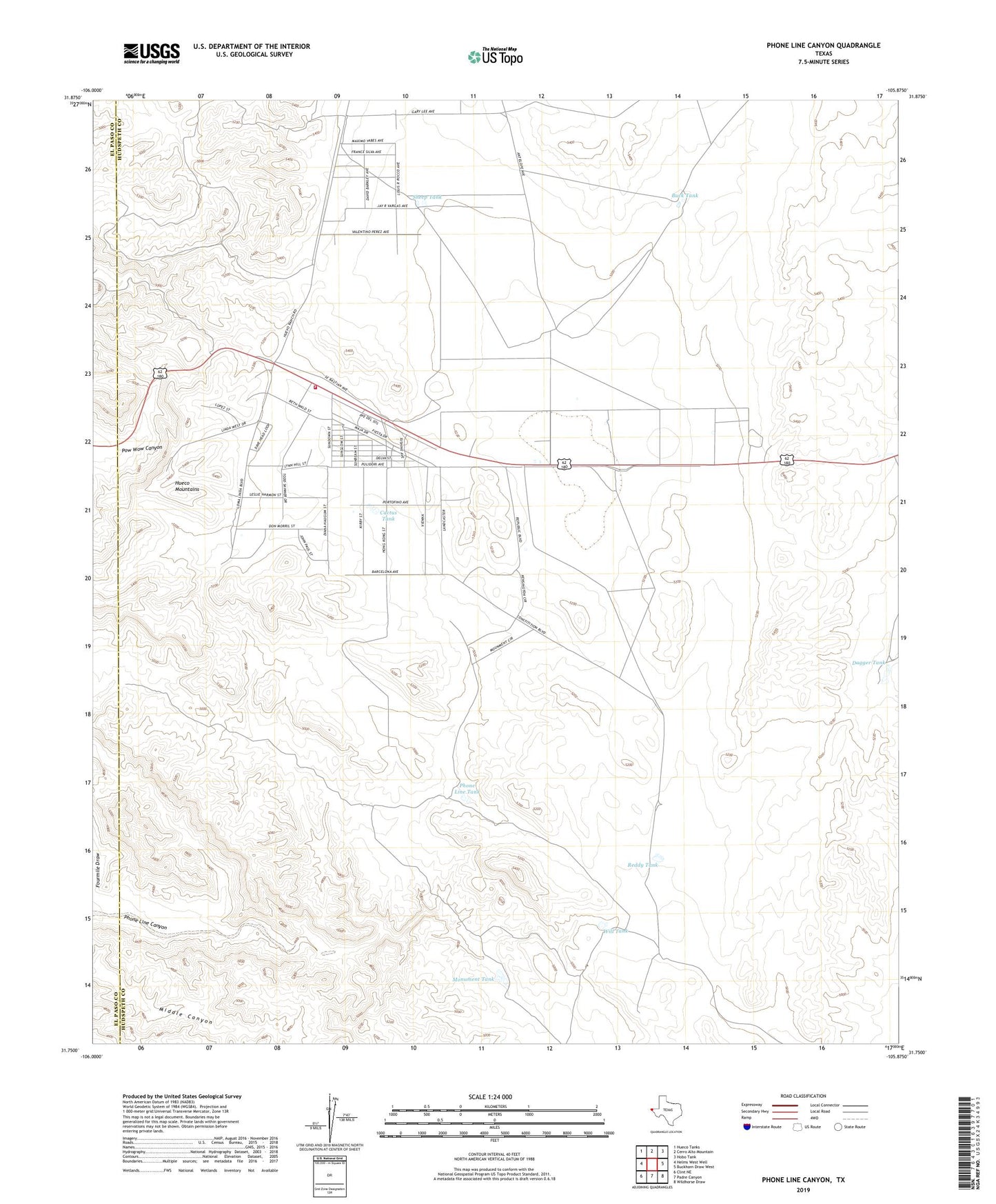 Phone Line Canyon Texas US Topo Map Image
