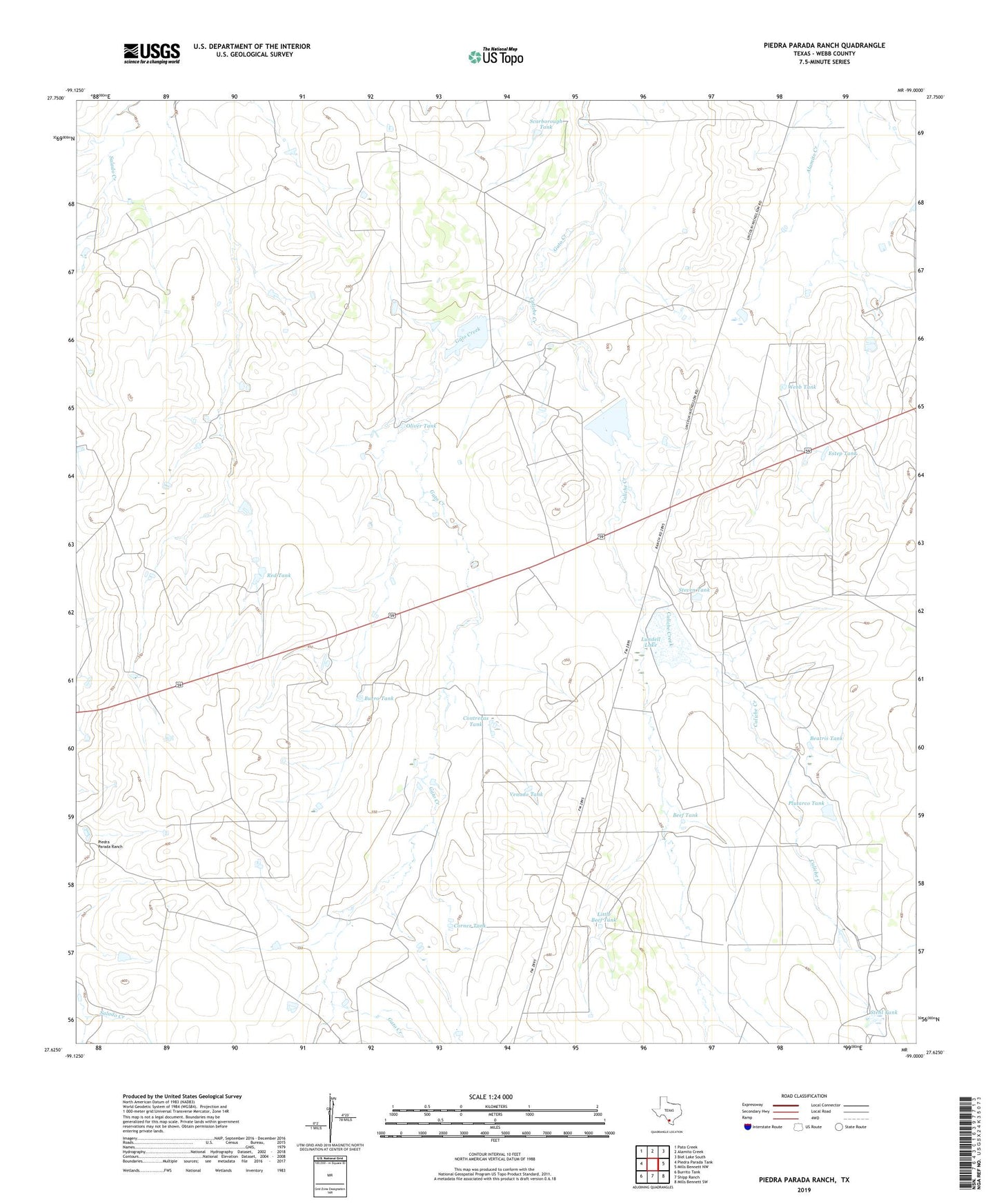 Piedra Parada Ranch Texas US Topo Map Image