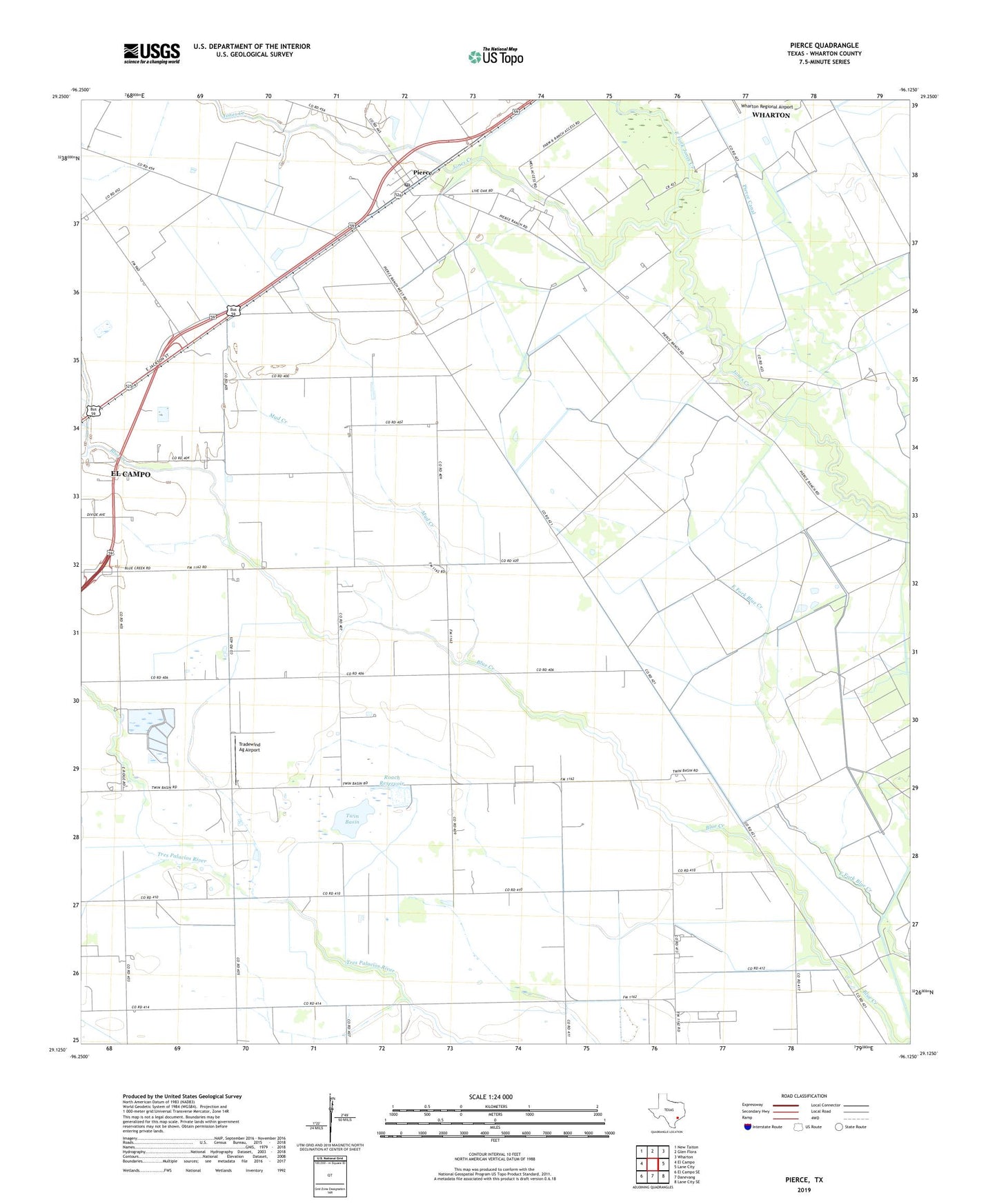 Pierce Texas US Topo Map Image
