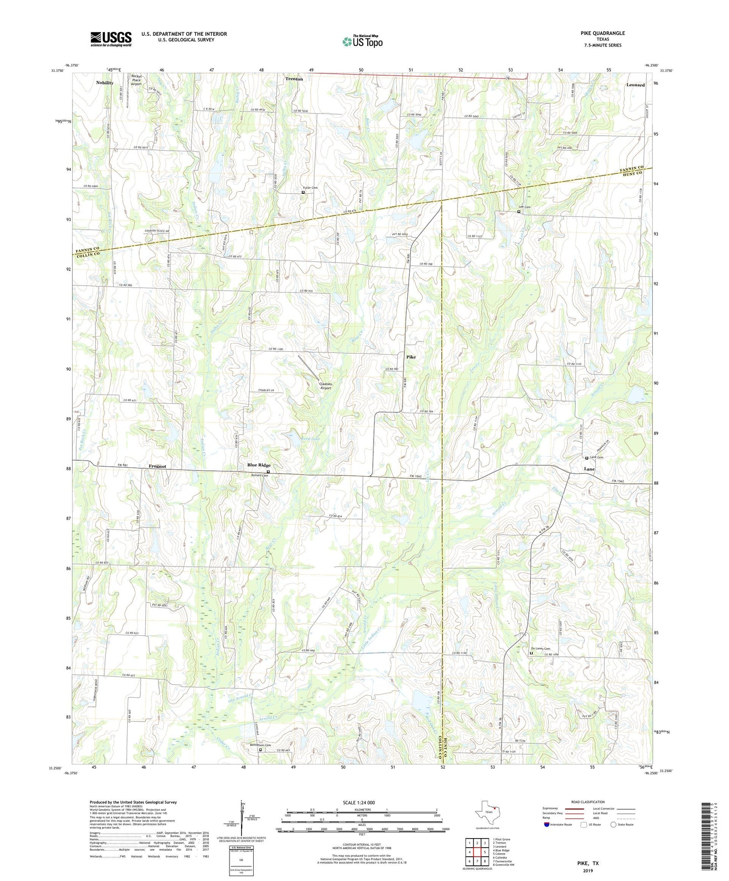Pike Texas US Topo Map Image