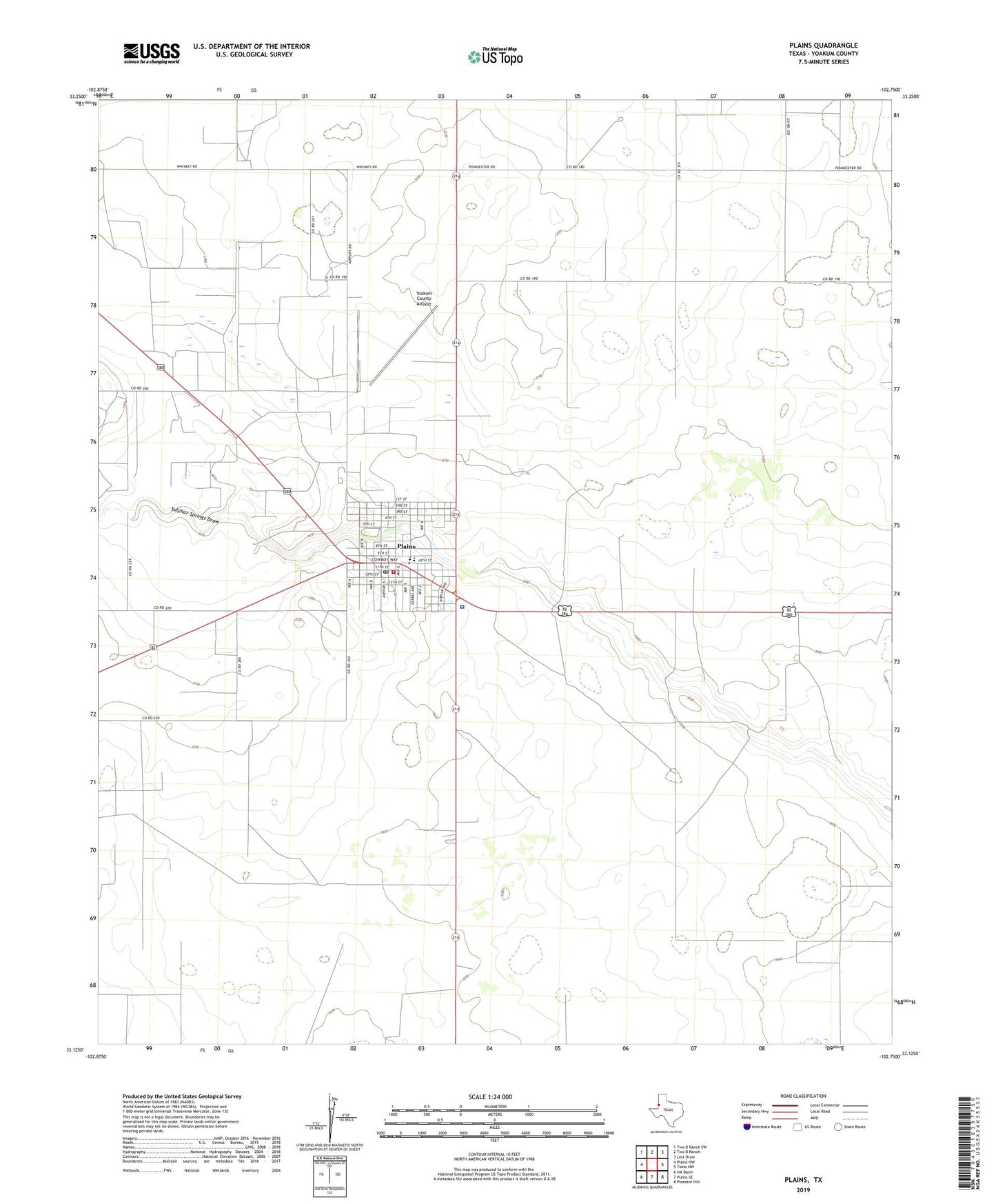 Plains Texas US Topo Map Image