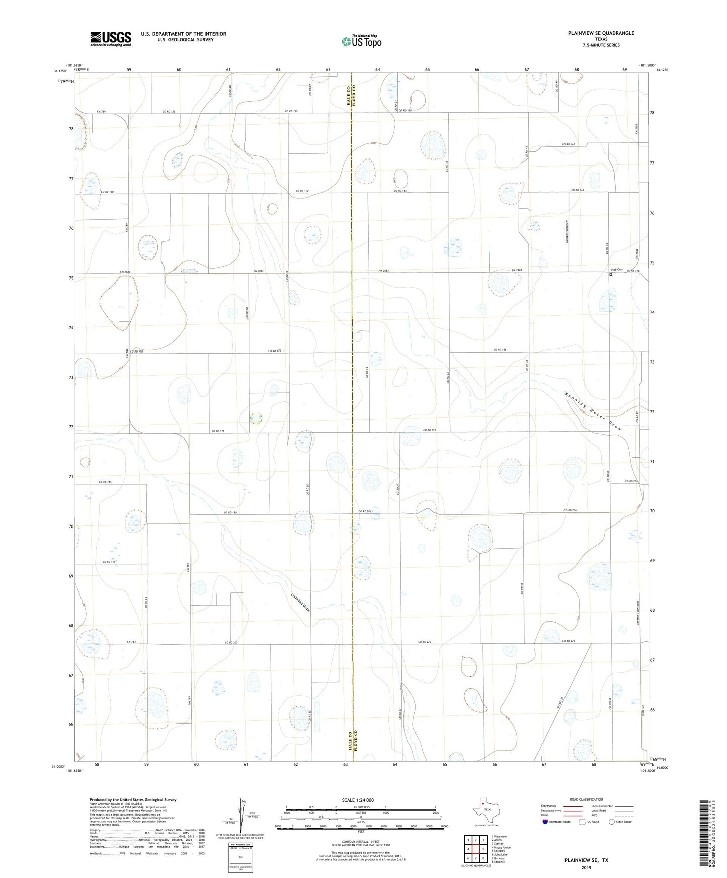 Plainview SE Texas US Topo Map Image