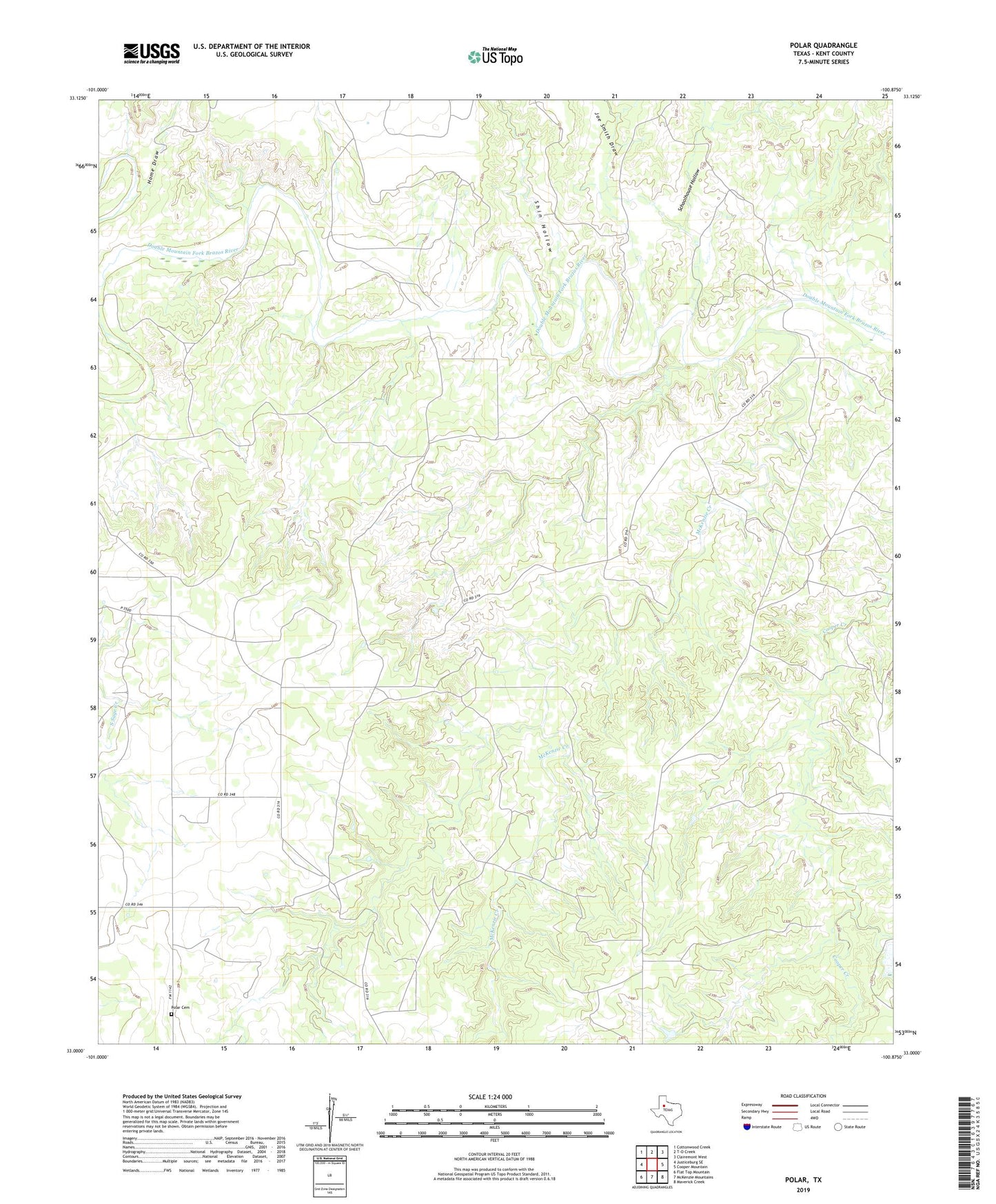 Polar Texas US Topo Map Image