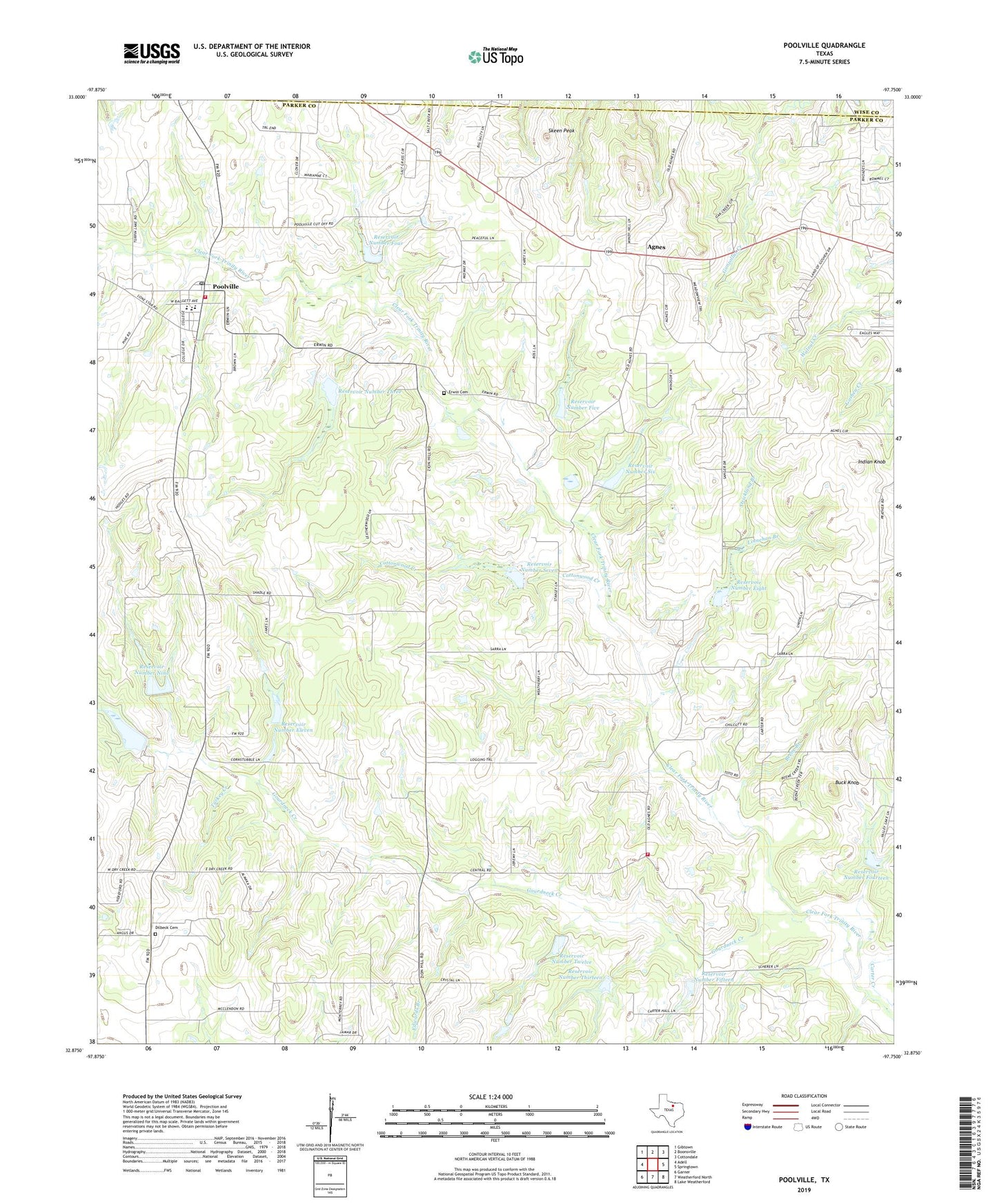 Poolville Texas US Topo Map Image
