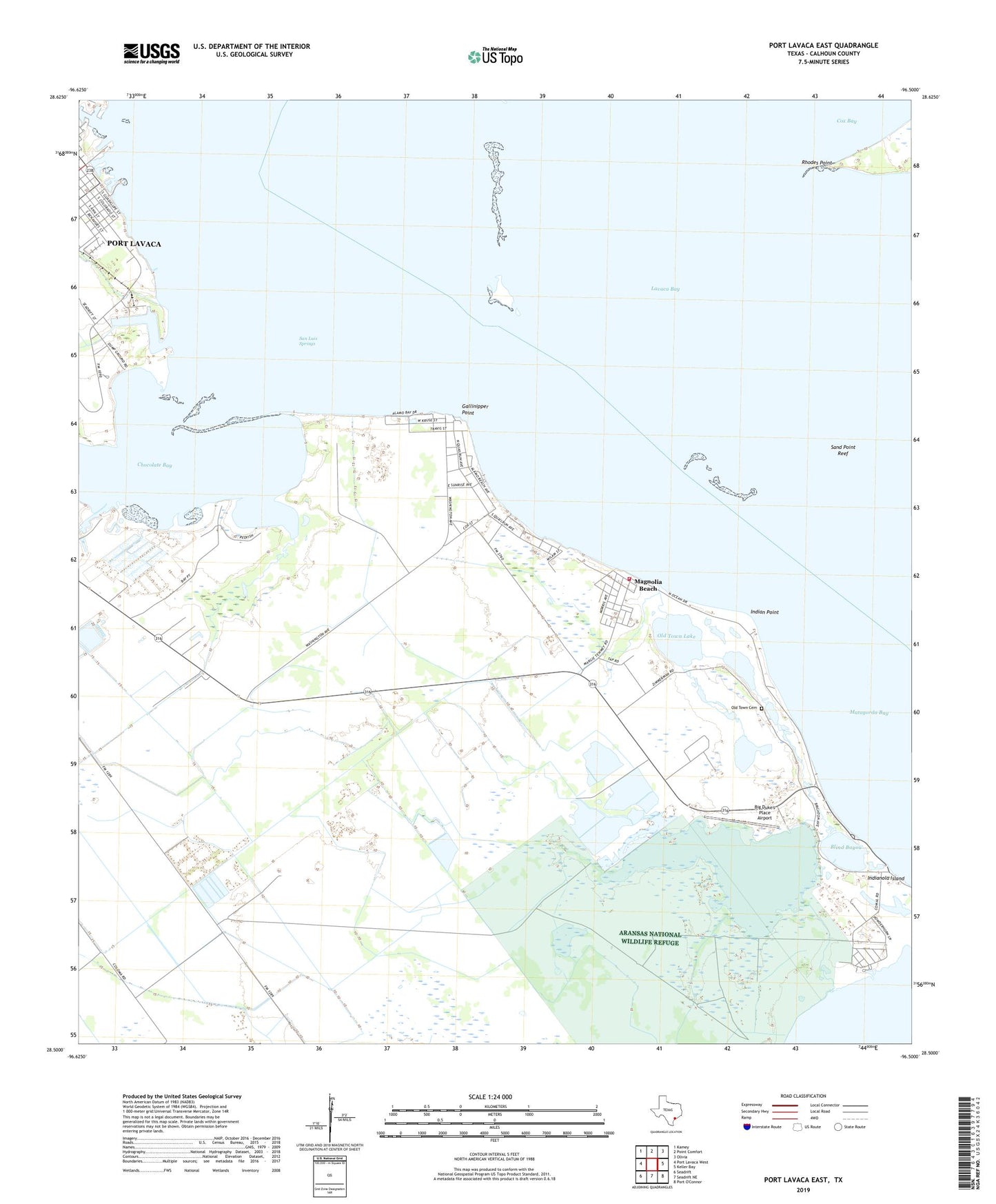 Port Lavaca East Texas US Topo Map Image