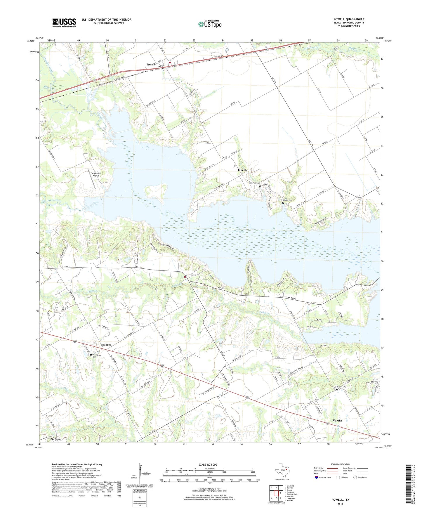 Powell Texas US Topo Map Image
