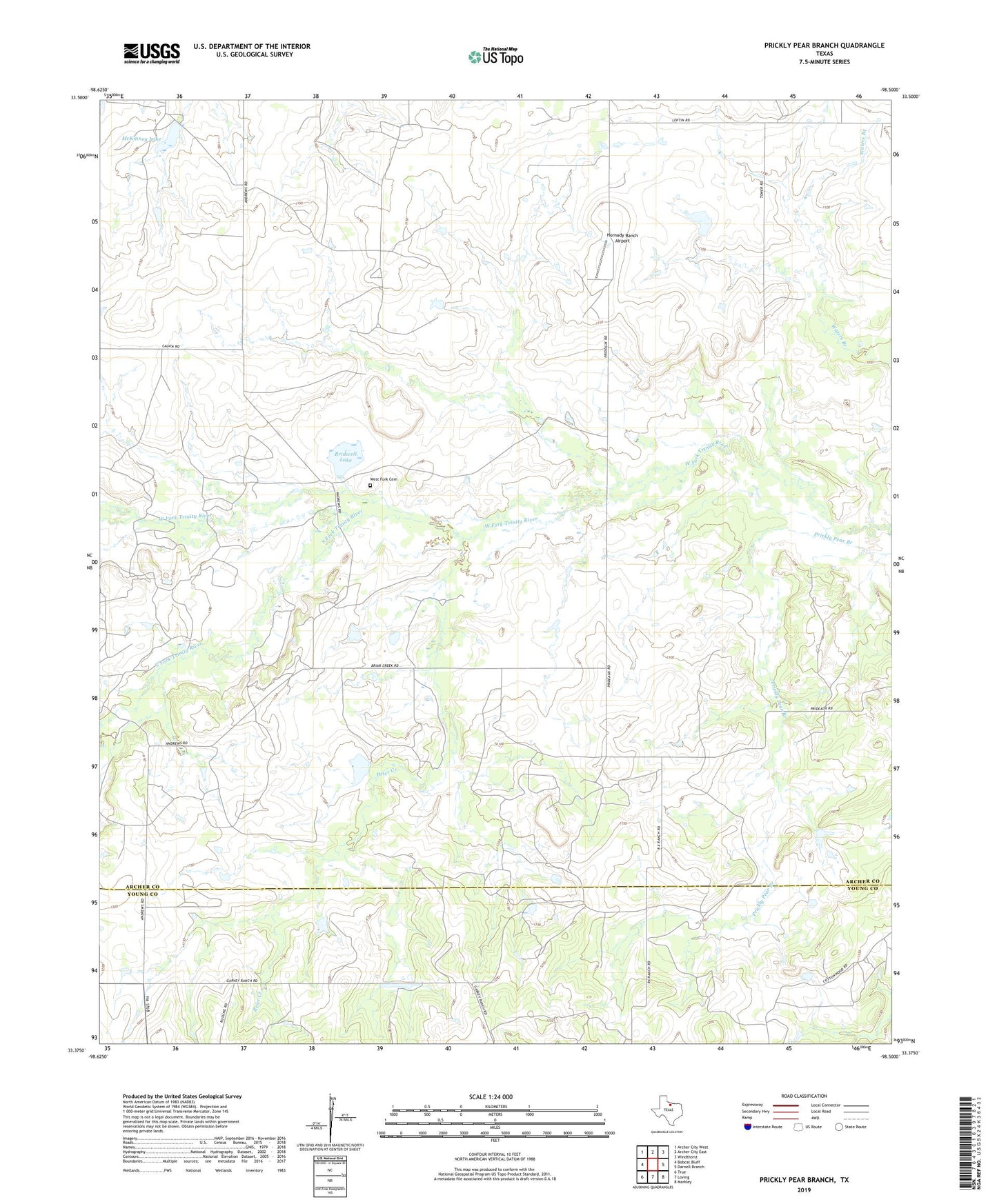 Prickly Pear Branch Texas US Topo Map Image