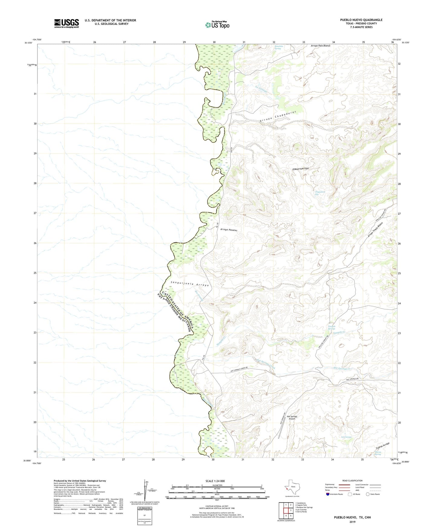 Pueblo Nuevo Texas US Topo Map Image
