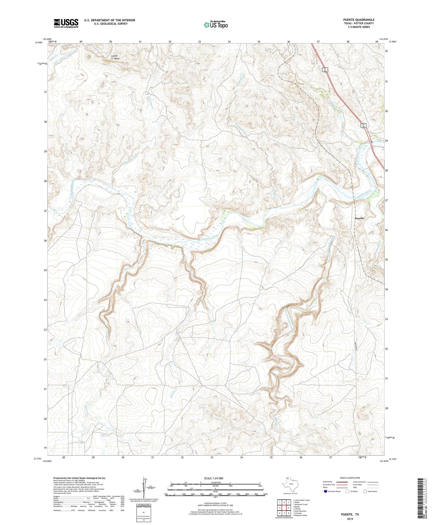 Puente Texas US Topo Map Image