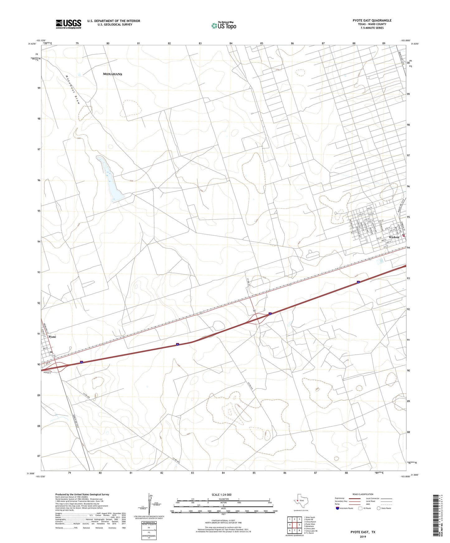 Pyote East Texas US Topo Map Image