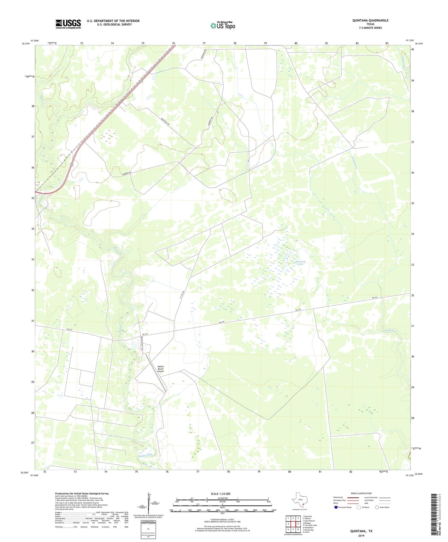 Quintana Texas US Topo Map Image