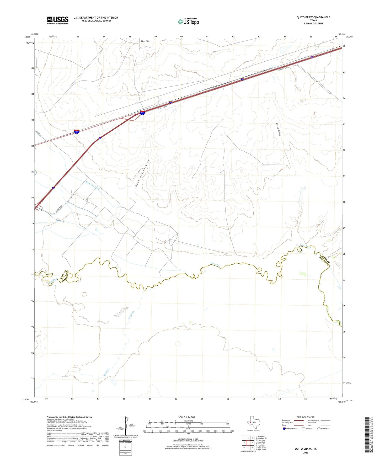 Quito Draw Texas US Topo Map Image