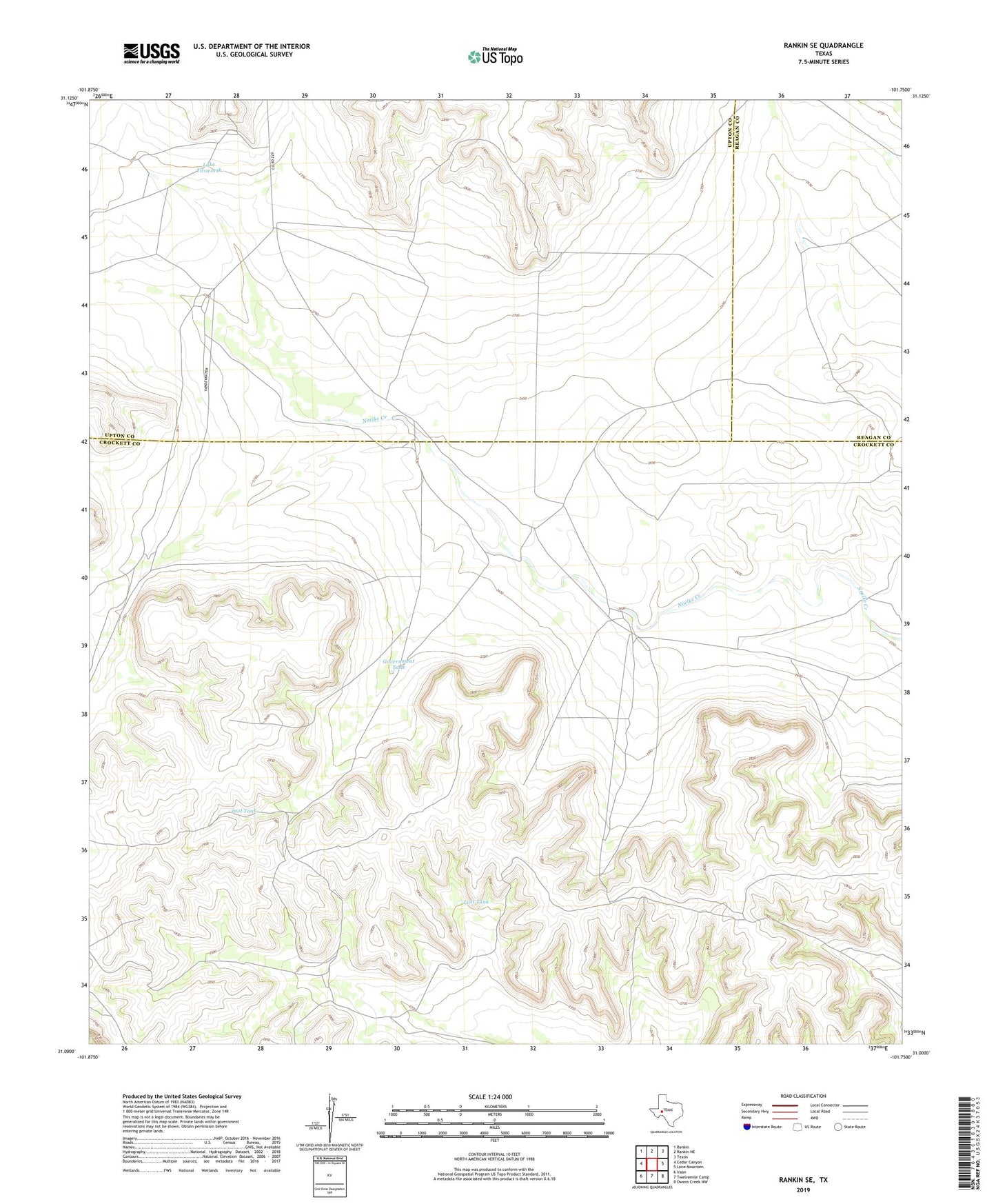 Rankin SE Texas US Topo Map Image