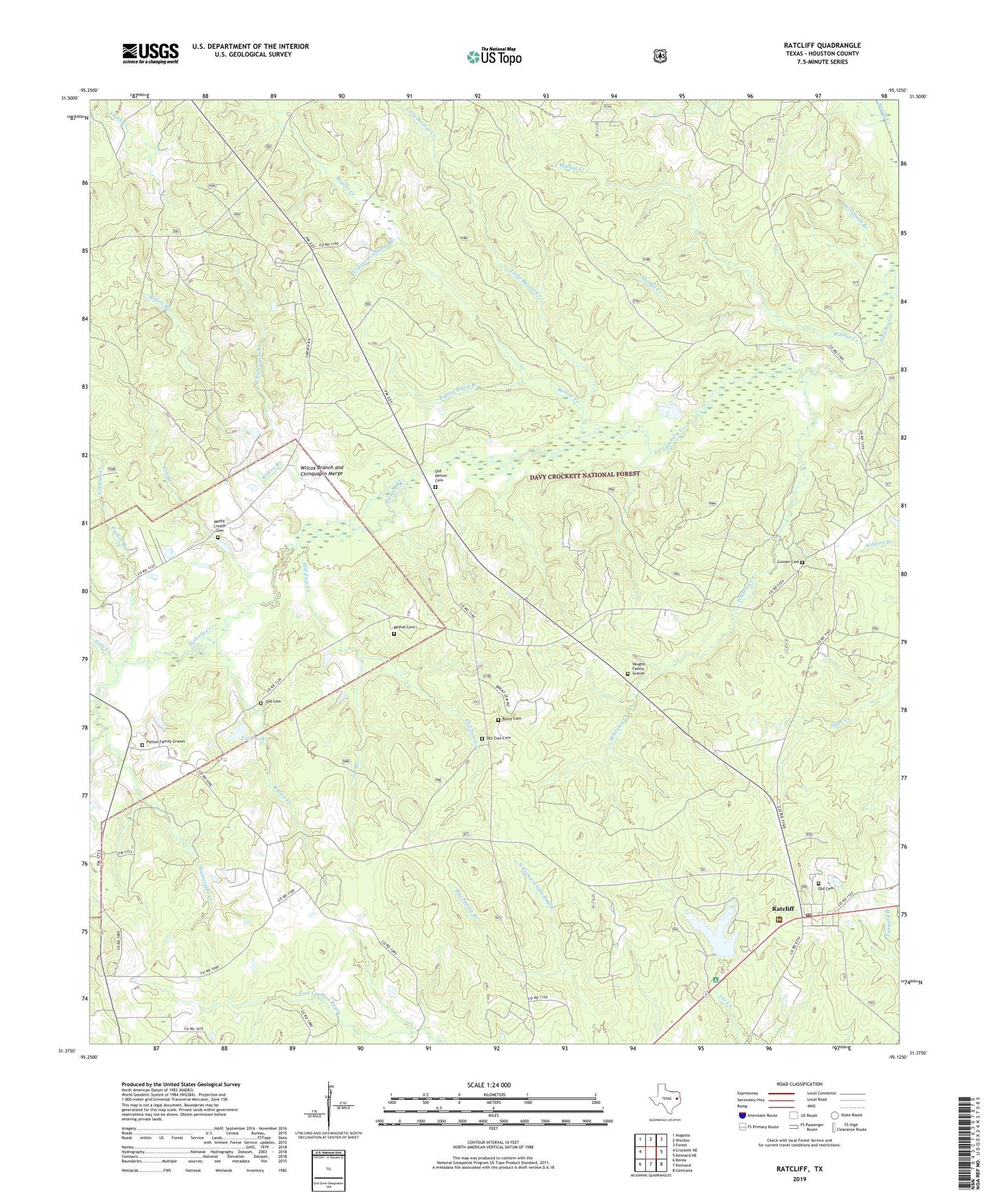 Ratcliff Texas US Topo Map Image
