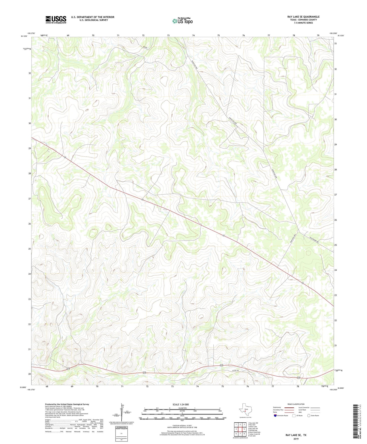 Ray Lake SE Texas US Topo Map Image